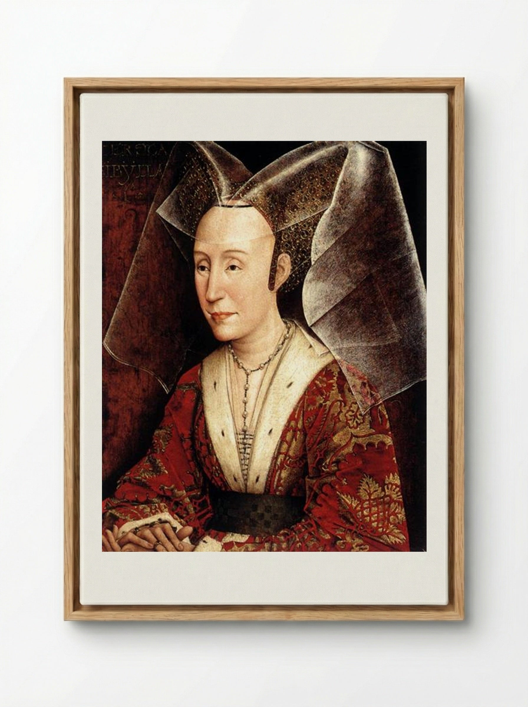 Portrait of Isabella of Portugal - Rogier van der Weyden - Framed Canvas Wood