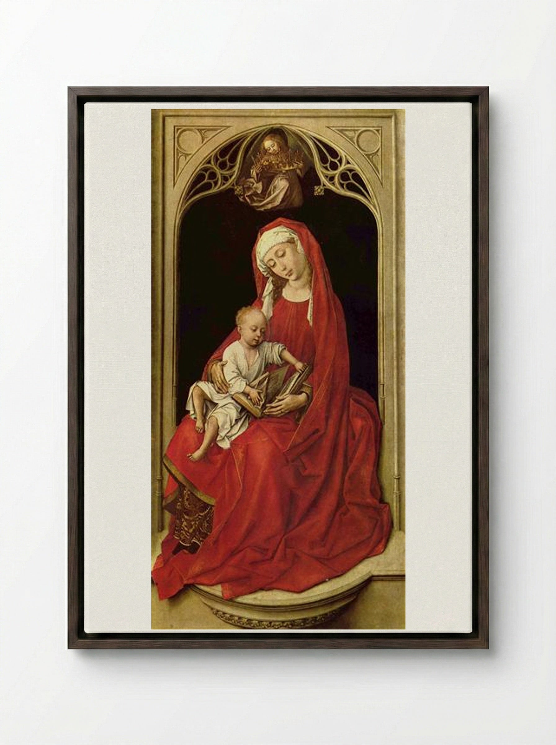 Madonna and Child - Rogier van der Weyden - Framed Canvas Dark Wood