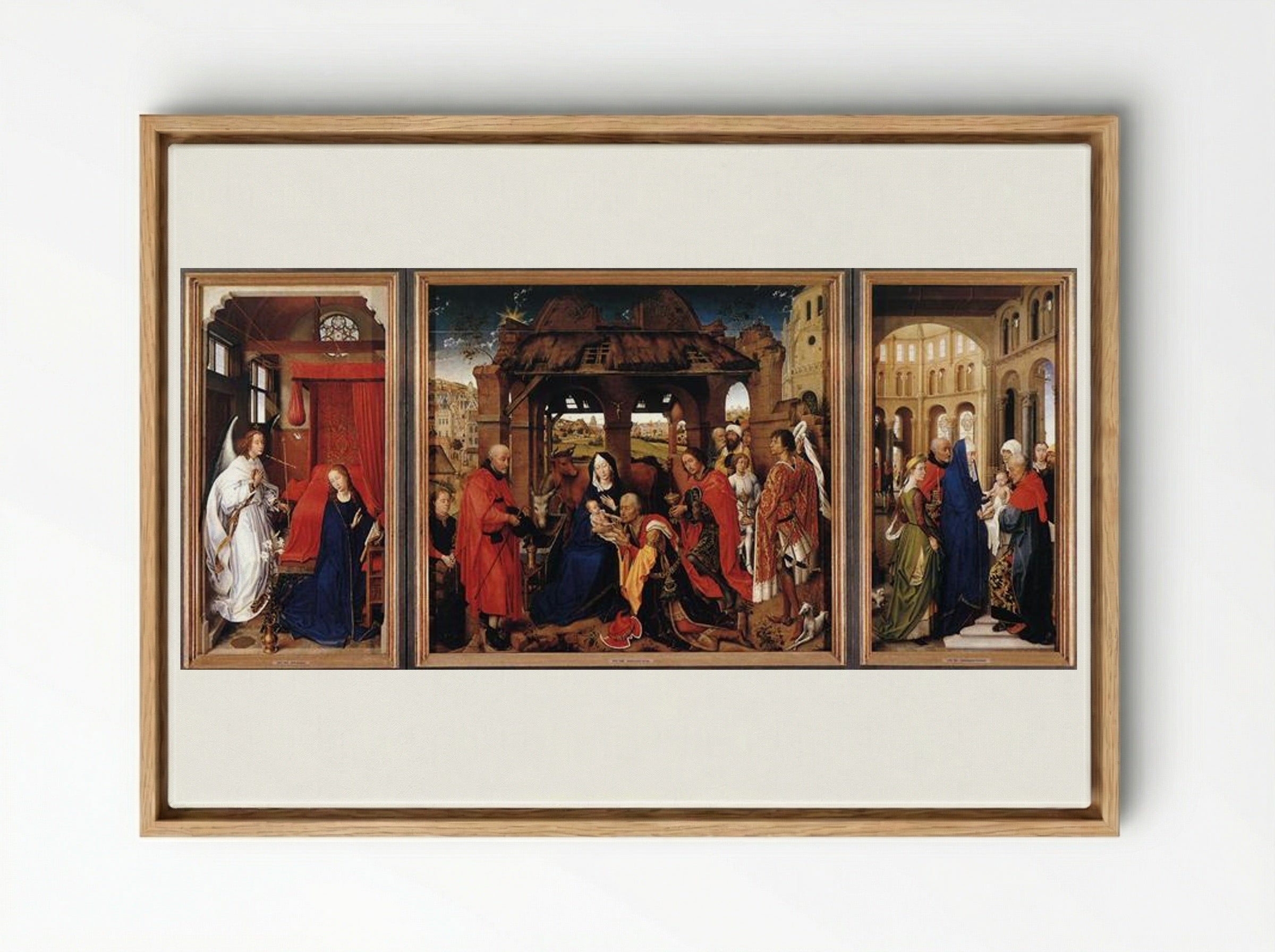 Saint Columba Altarpiece - Rogier van der Weyden - Framed Canvas Wood