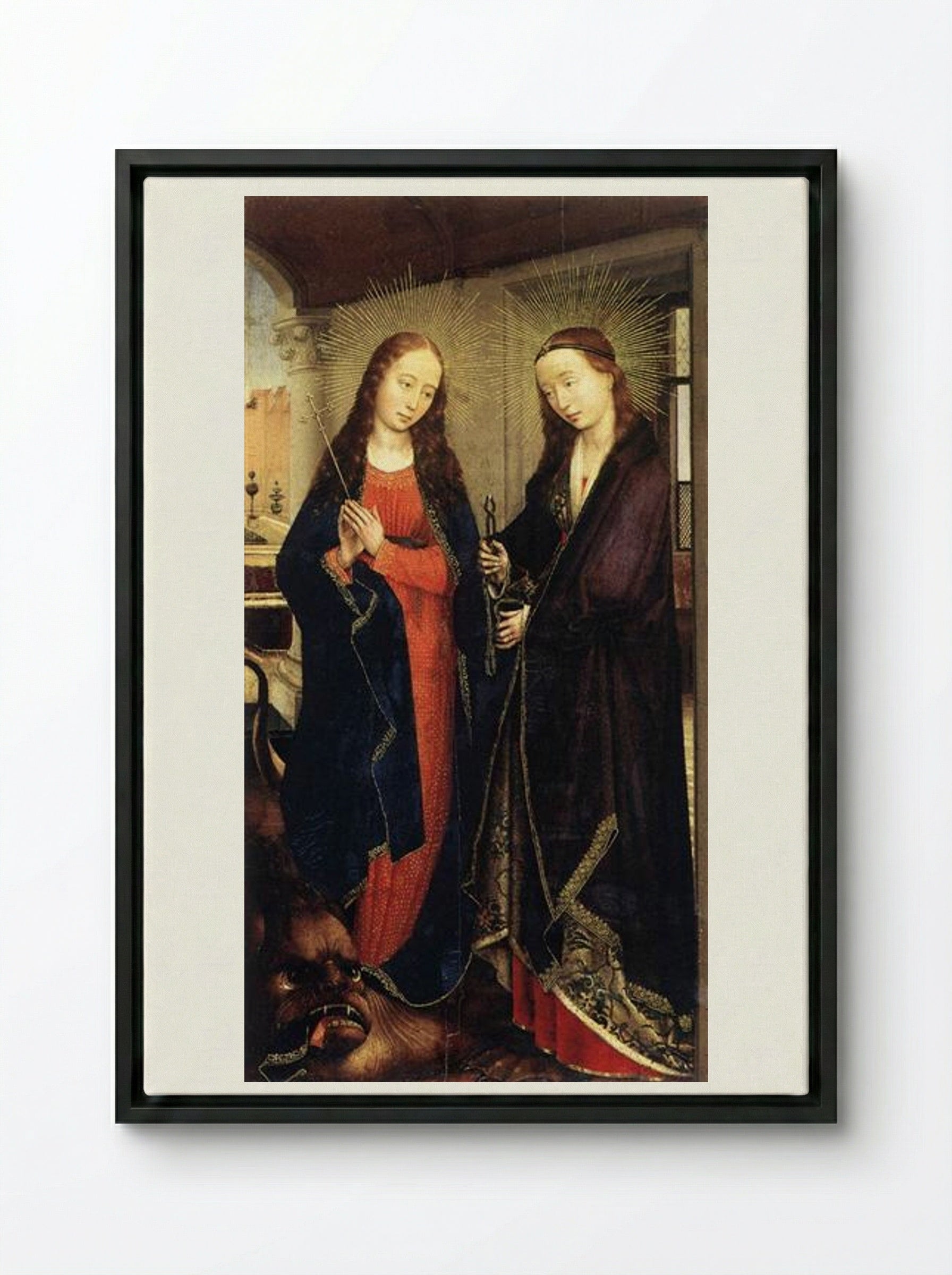 Saints Margaret and Apollonia - Rogier van der Weyden - Framed Canvas Black