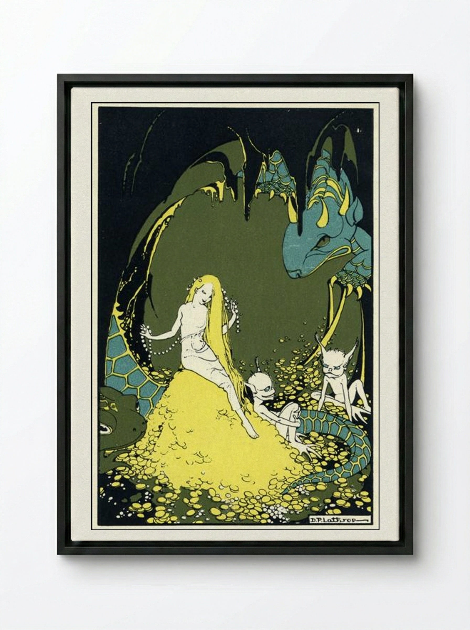 Illustration for The Treasure of Carcassonne - Dorothy Lathrop - Framed Canvas Black