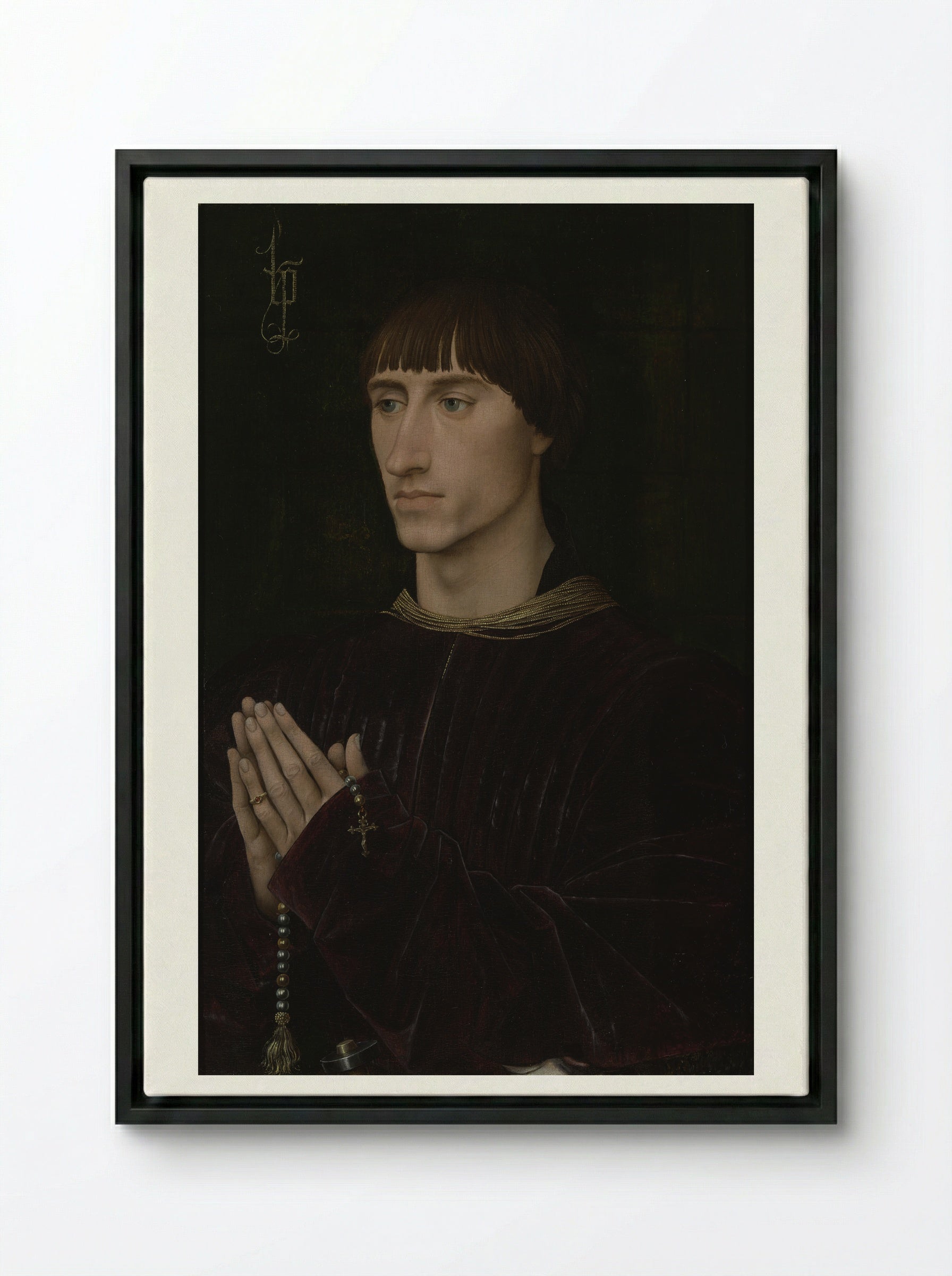 Portrait of Philippe de Croy - Rogier van der Weyden - Framed Canvas Black