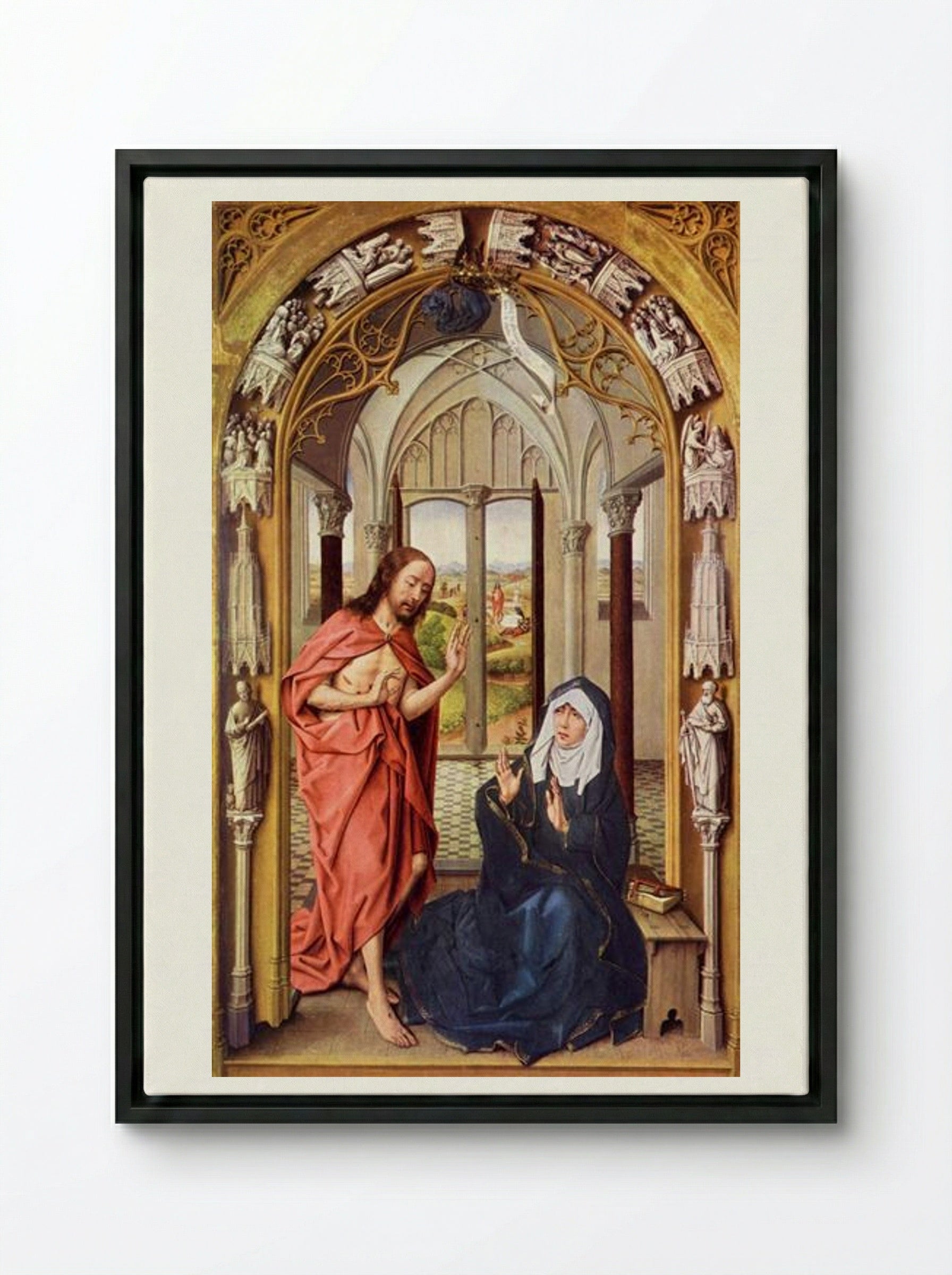 Christ Appearing to His Mother - Rogier van der Weyden - Framed Canvas Black