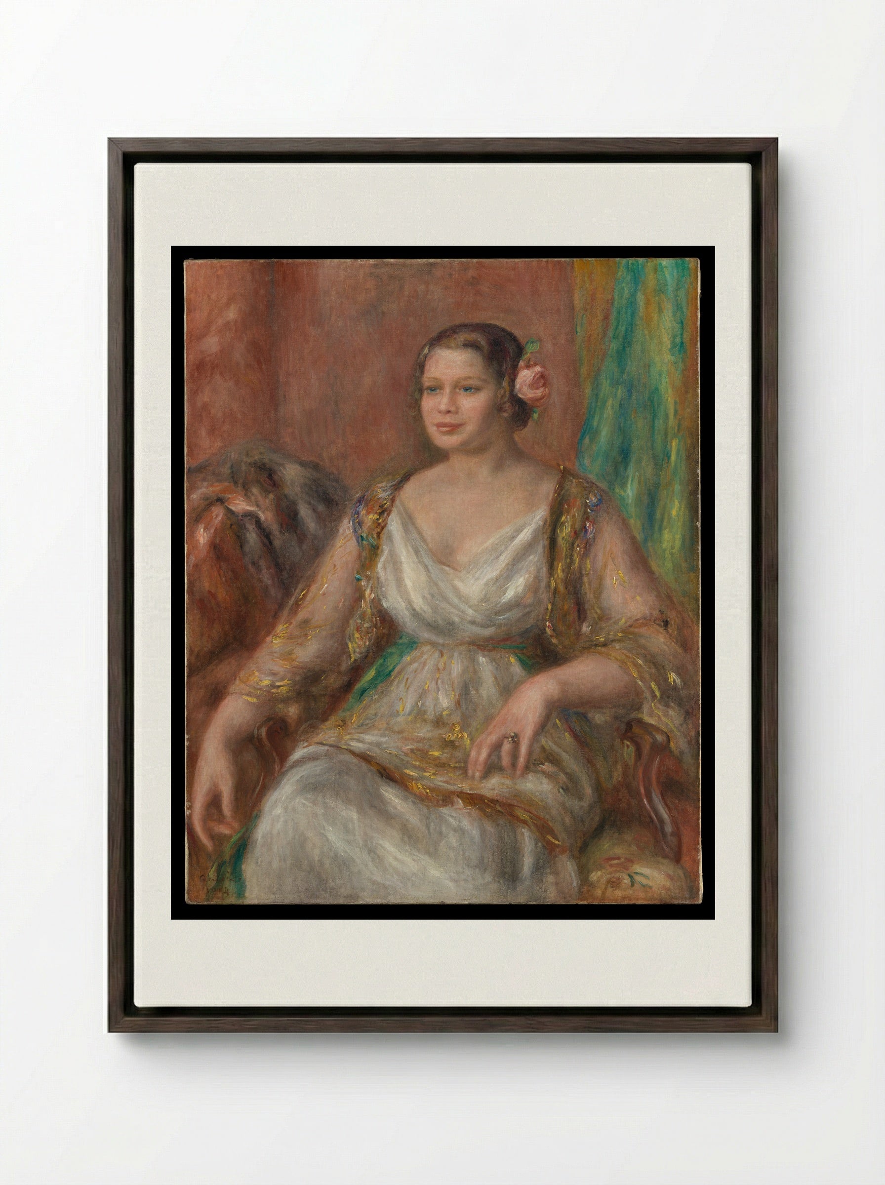 Tilla Durieux - Auguste Renoir - Framed Canvas Dark Wood