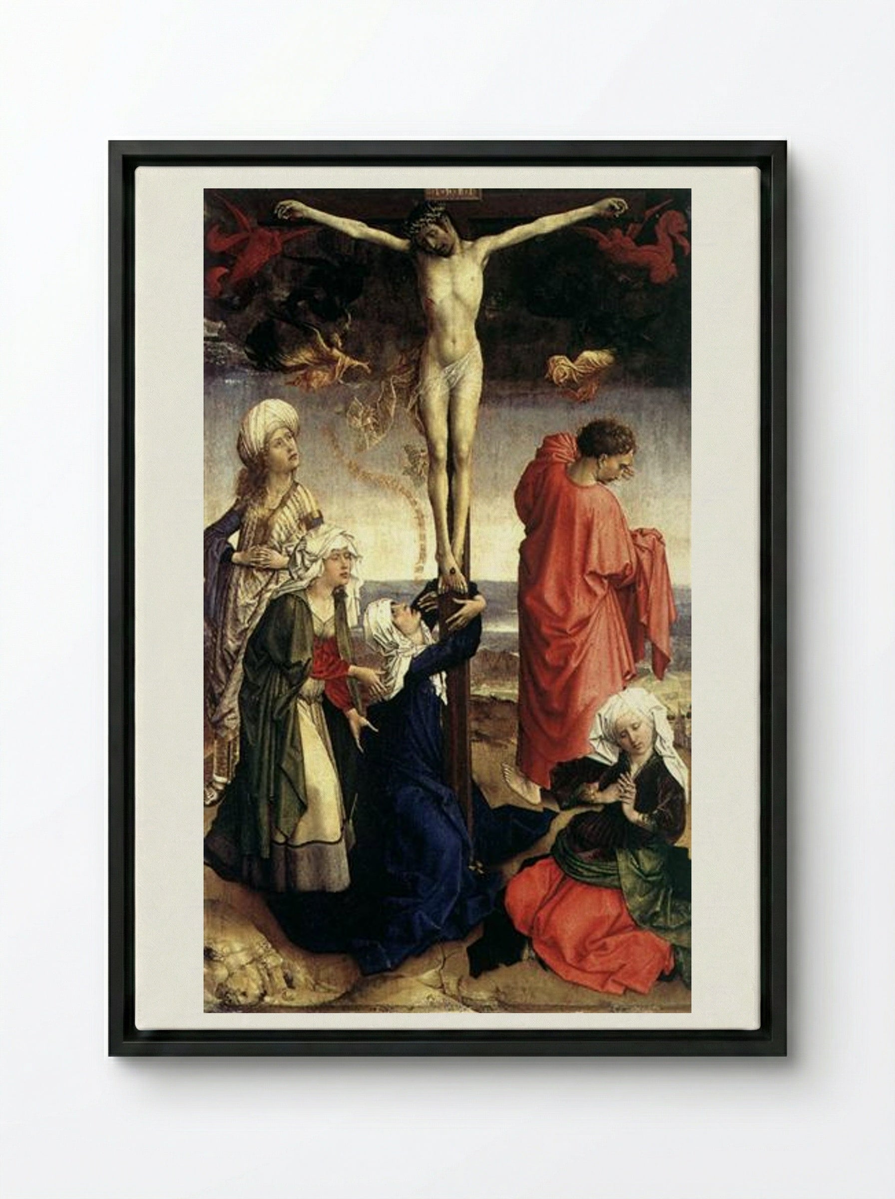 Crucifixion - Rogier van der Weyden - Framed Canvas Black