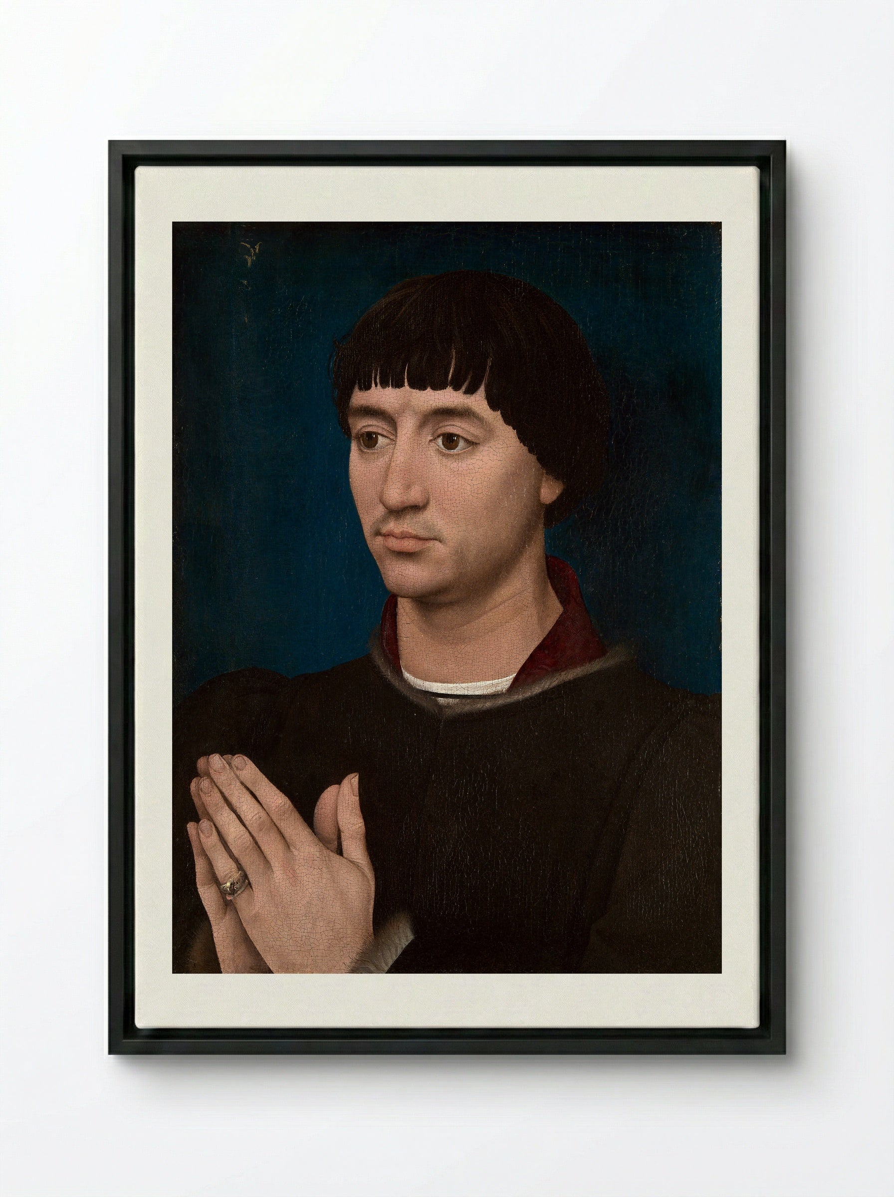 Portrait of Jean de Gros - Rogier van der Weyden - Framed Canvas Black