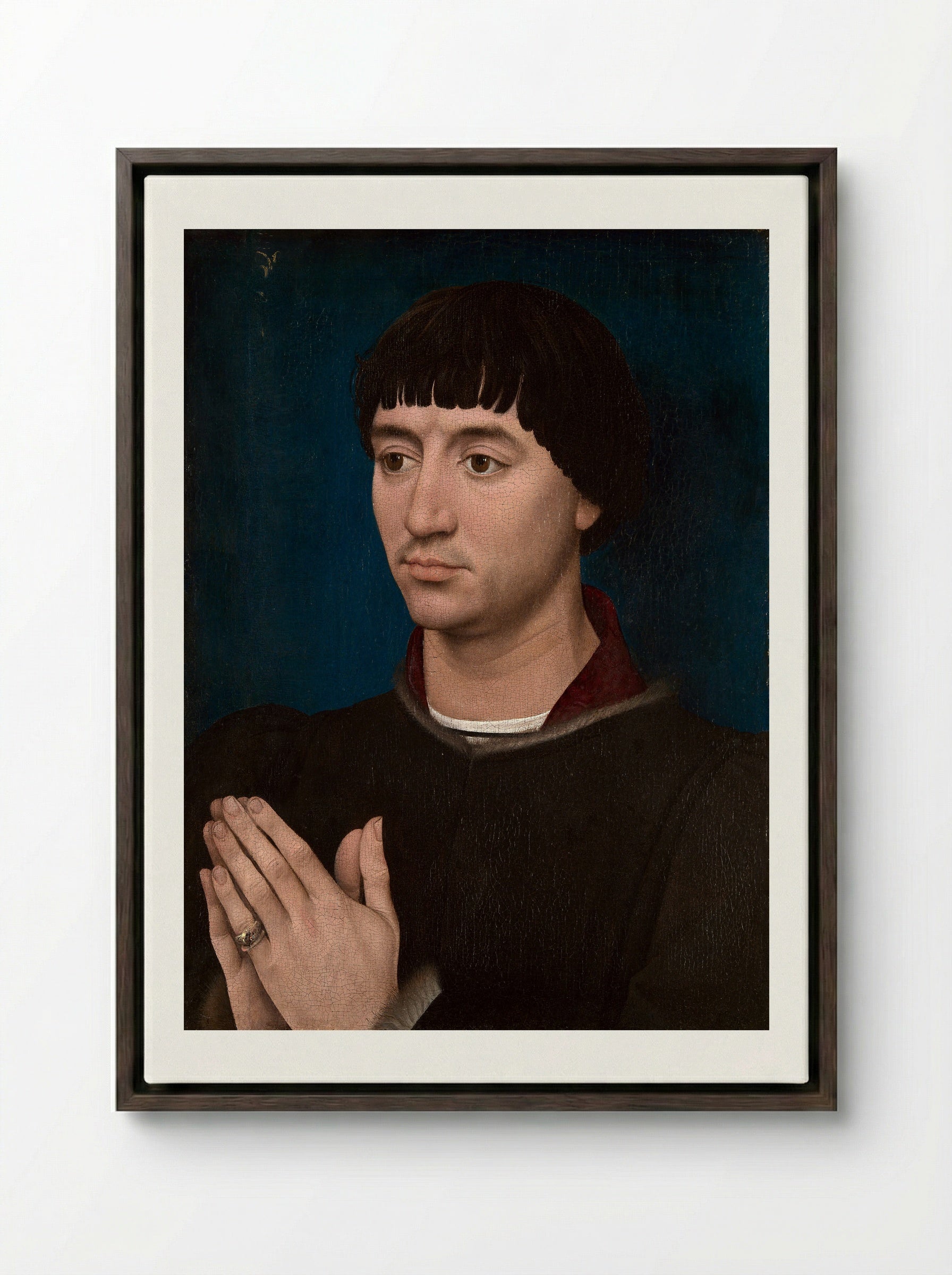 Portrait of Jean de Gros - Rogier van der Weyden - Framed Canvas Dark Wood