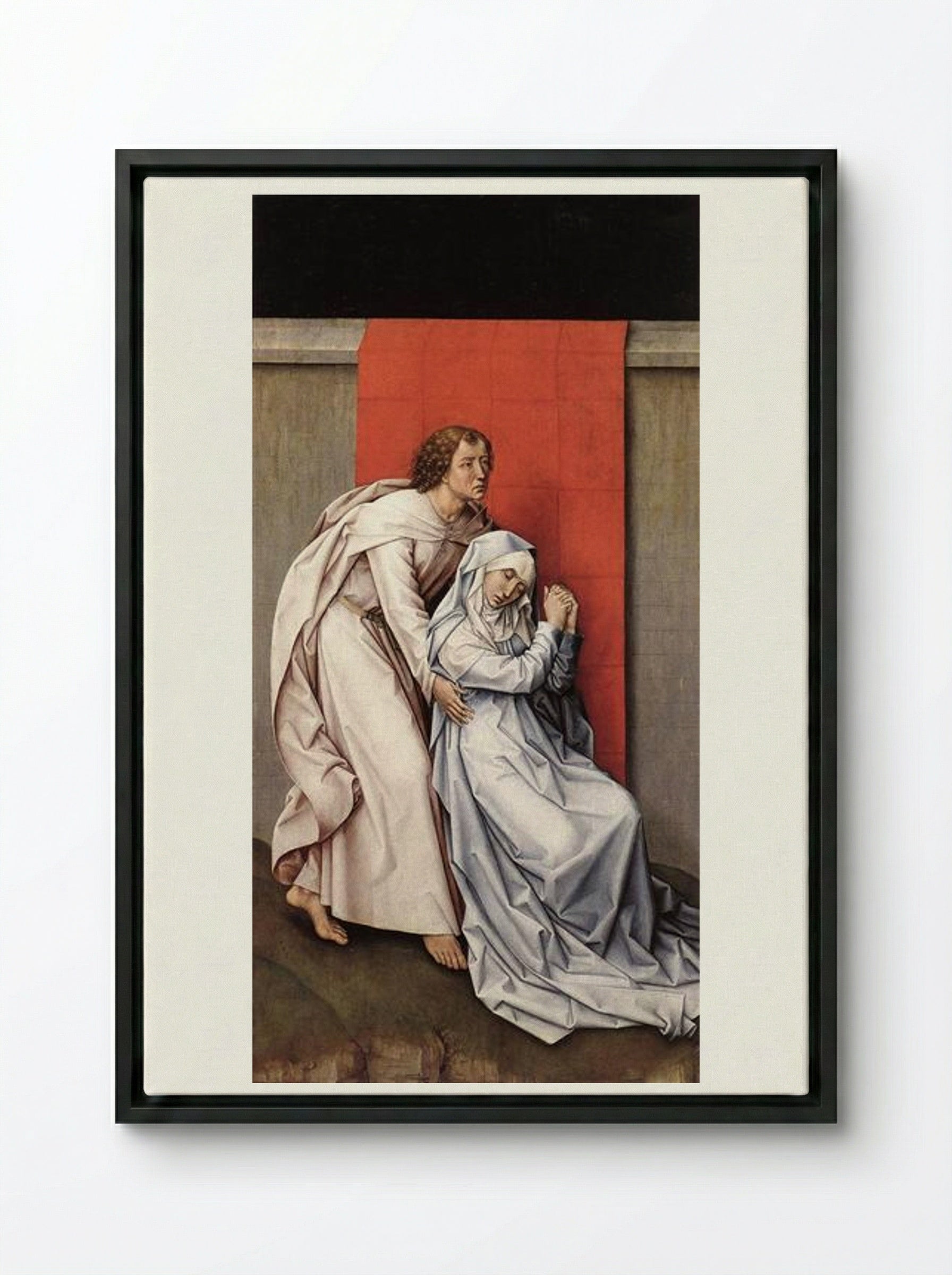 Crucifixion Diptych - Rogier van der Weyden - Framed Canvas Black