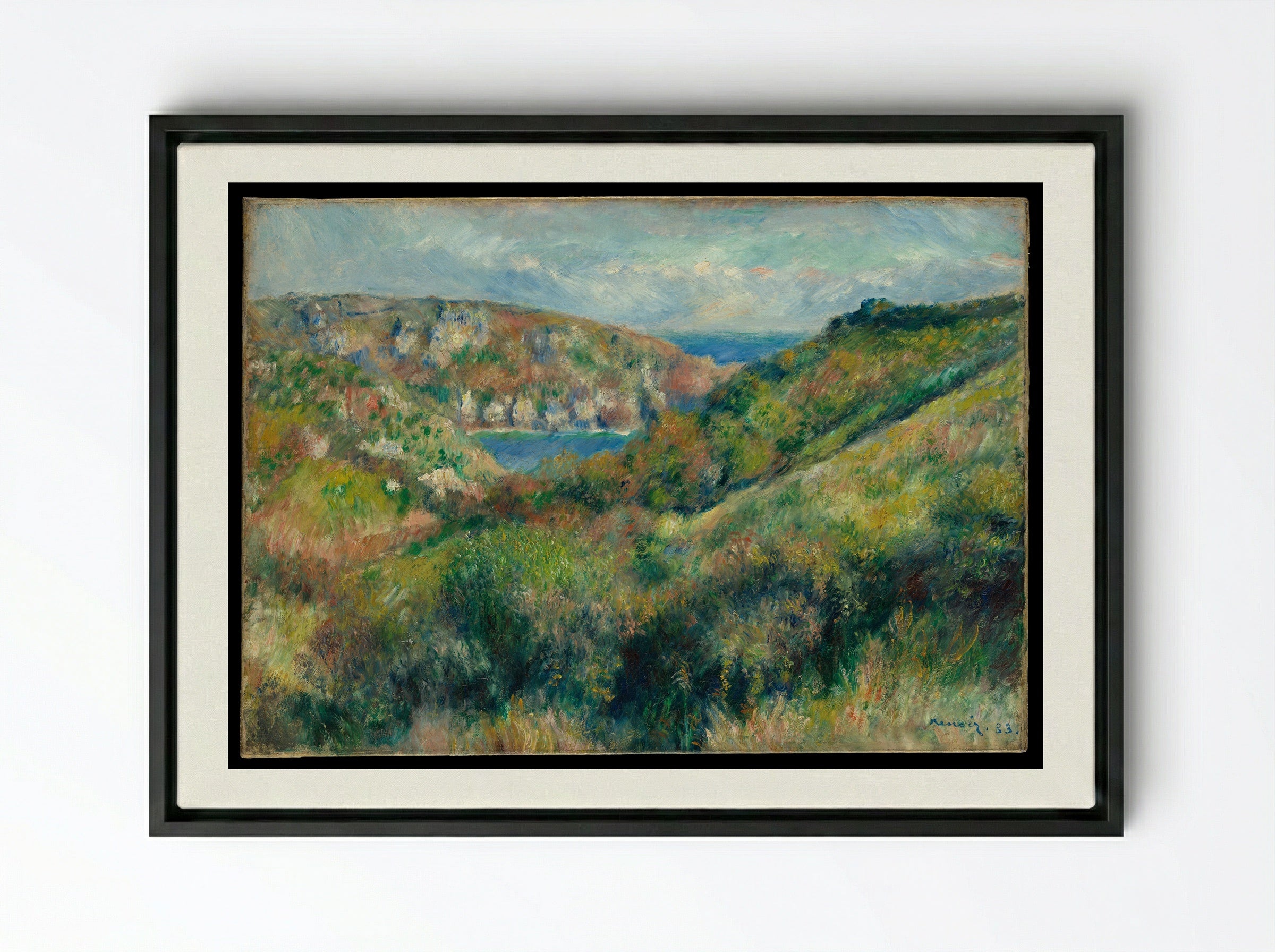 Hills around the Bay of Moulin Huet, Guernsey - Auguste Renoir - Framed Canvas Black