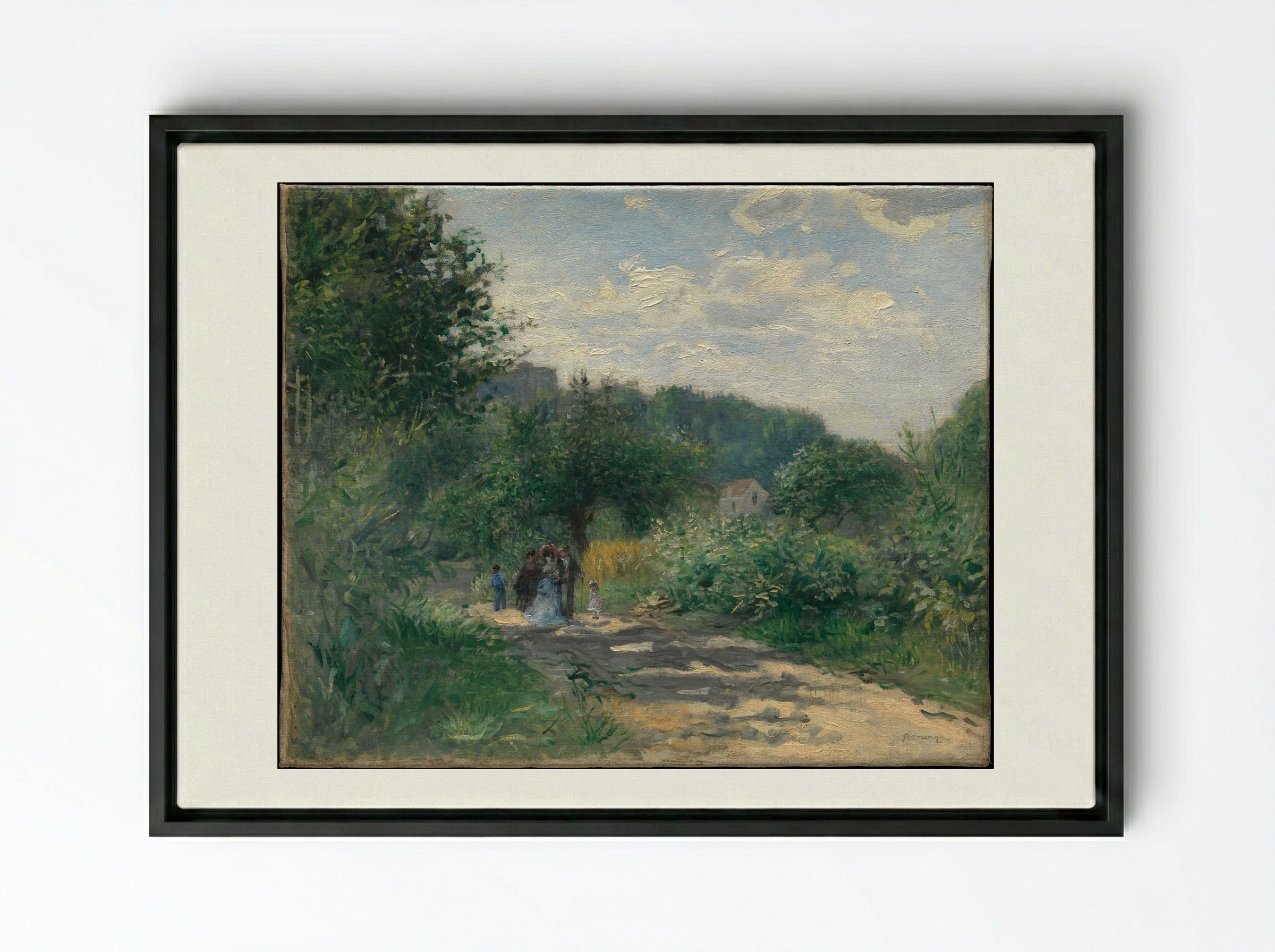 A Road in Louveciennes - Pierre-Auguste Renoir - Framed Canvas Black