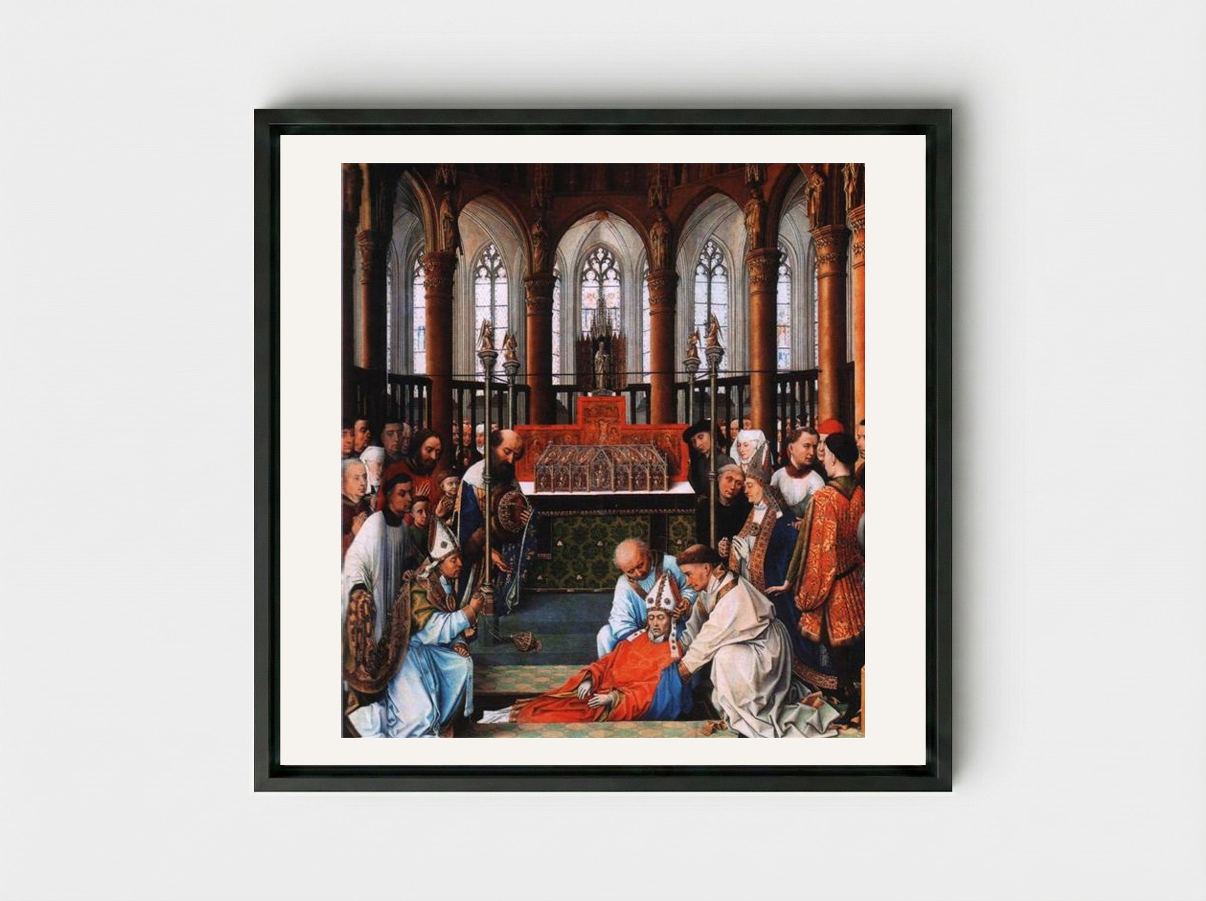 Exhumation of Saint Hubert - Rogier van der Weyden - Framed Canvas Black