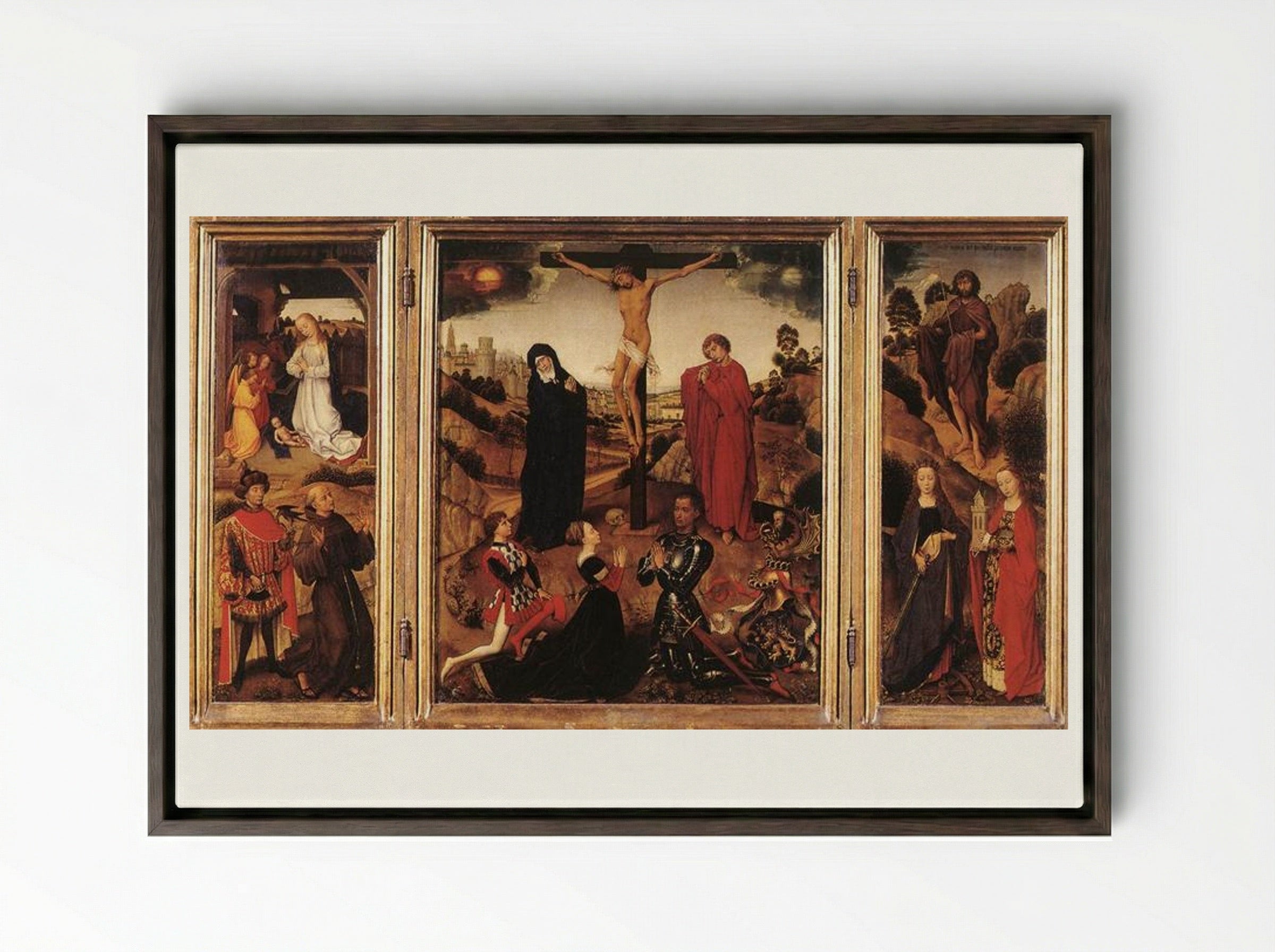Sforza Triptych - Rogier van der Weyden - Framed Canvas Dark Wood