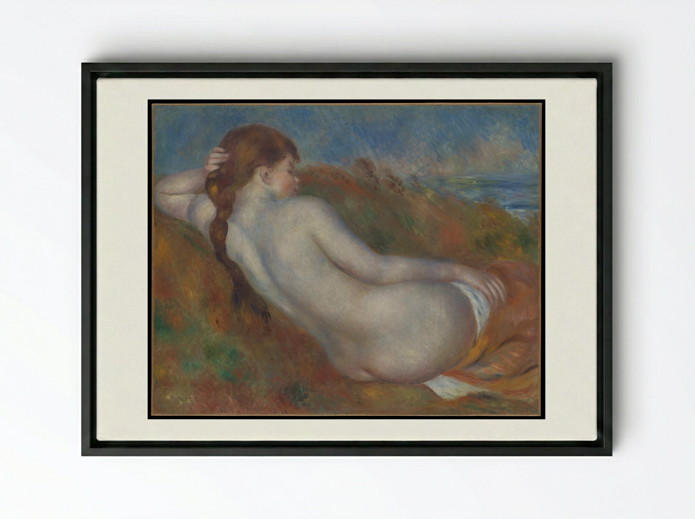 Reclining Nude - Pierre-Auguste Renoir - Framed Canvas Black