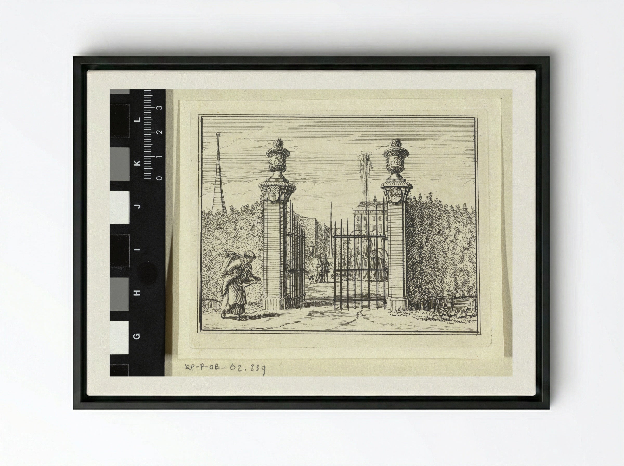 Toegangsspoort van een landhuis - Vincent Laurensz. van der Vinne (II) - Framed Canvas Black