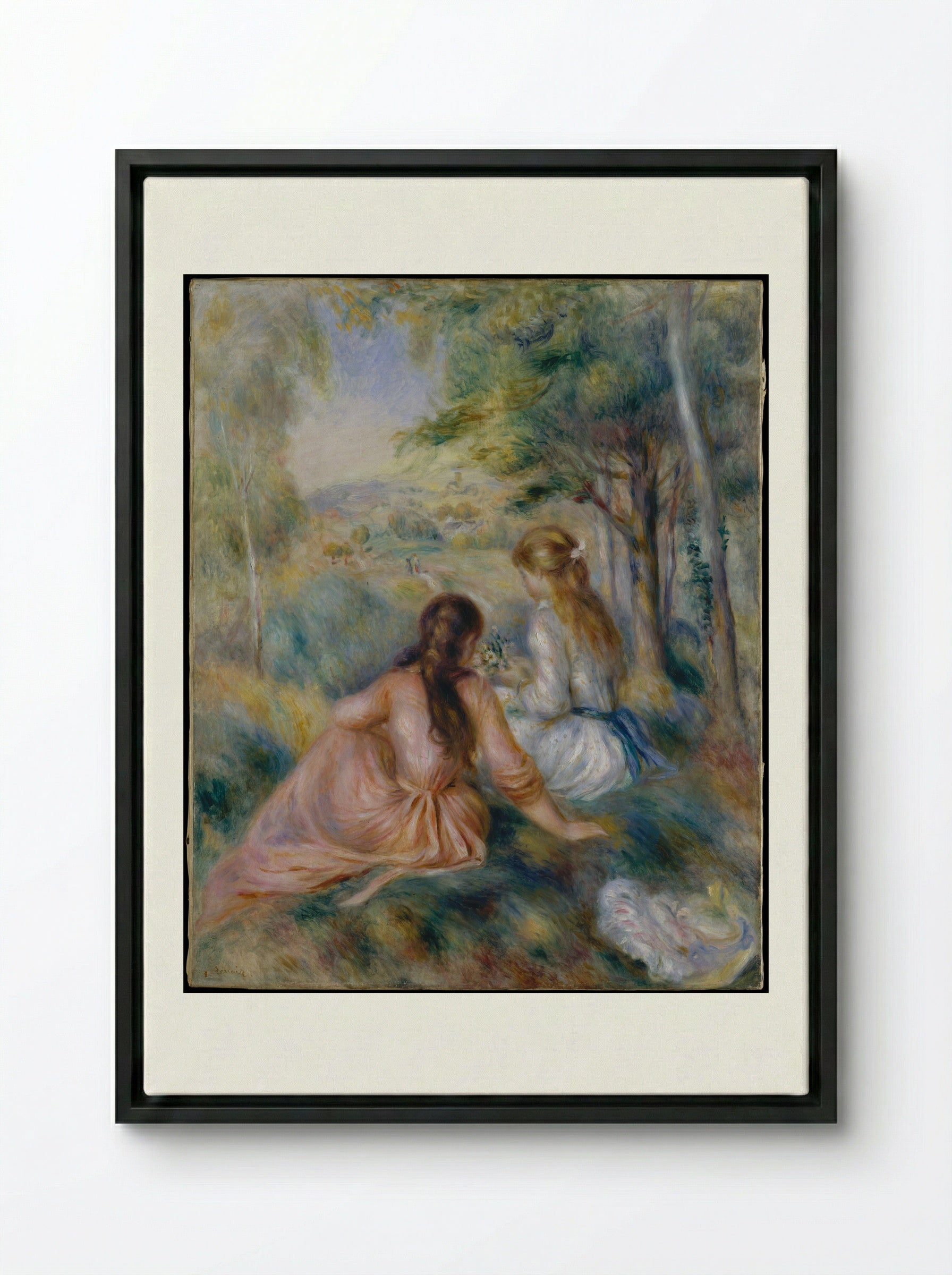 In the Meadow - Auguste Renoir - Framed Canvas Black