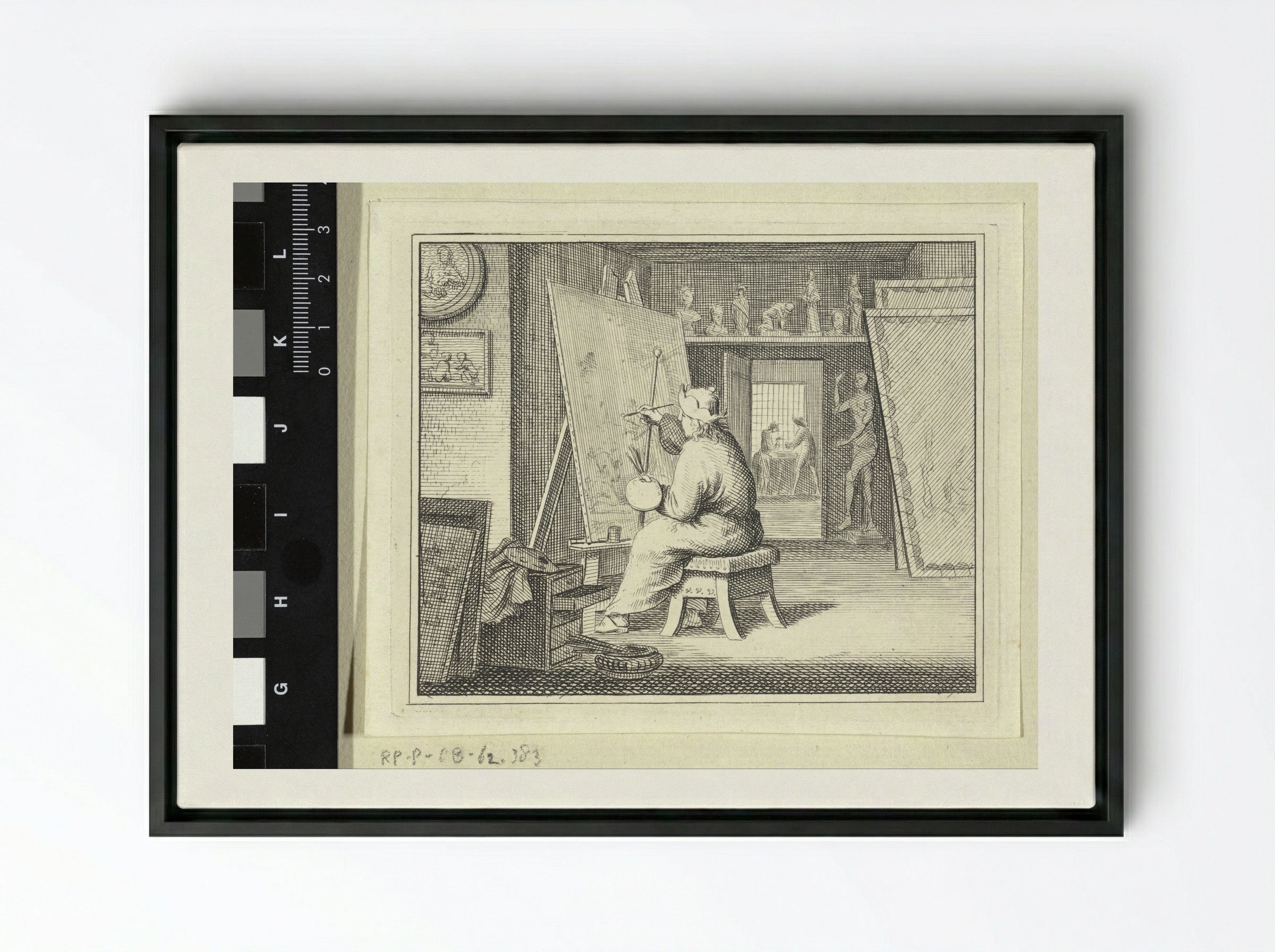 Schilder in zijn atelier - Vincent Laurensz. van der Vinne (II) - Framed Canvas Black