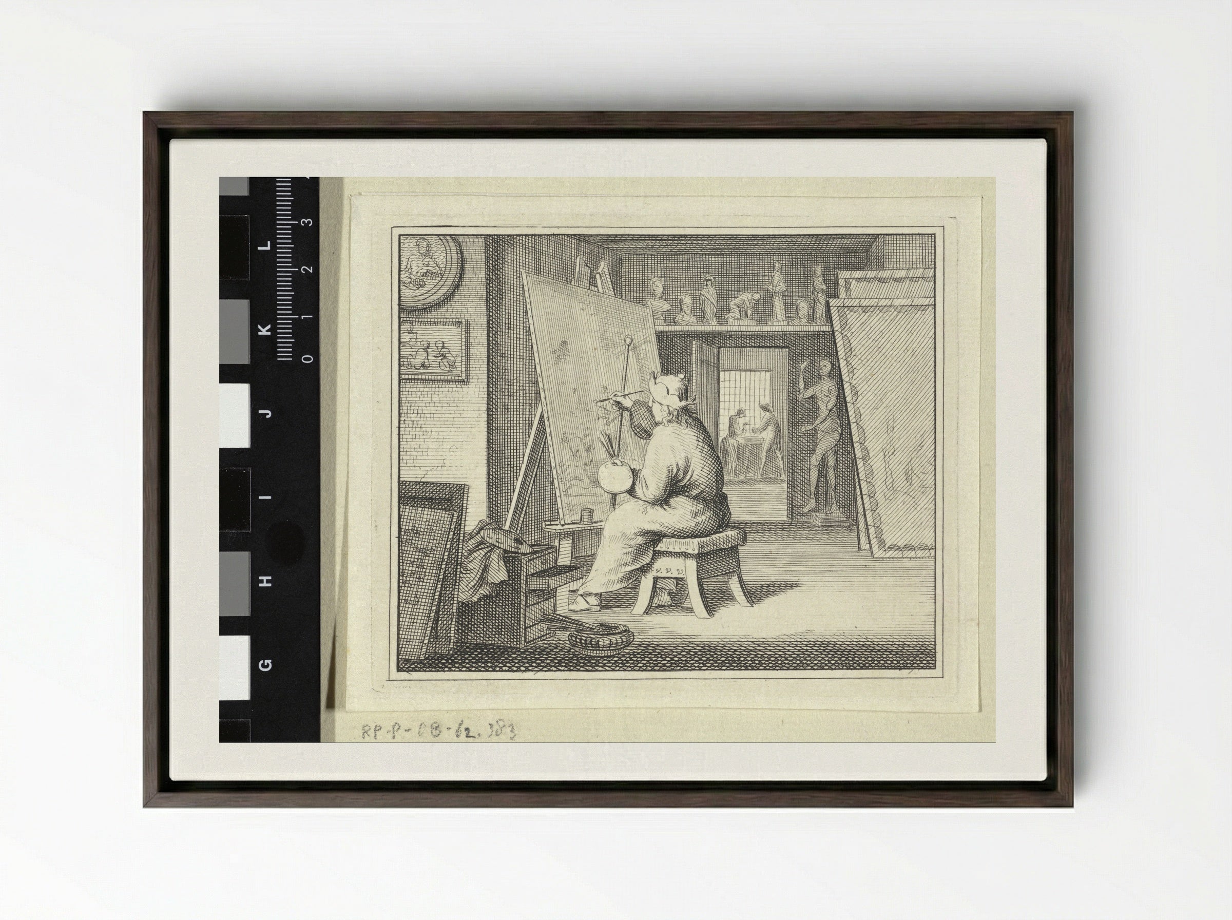 Schilder in zijn atelier - Vincent Laurensz. van der Vinne (II) - Framed Canvas Dark Wood