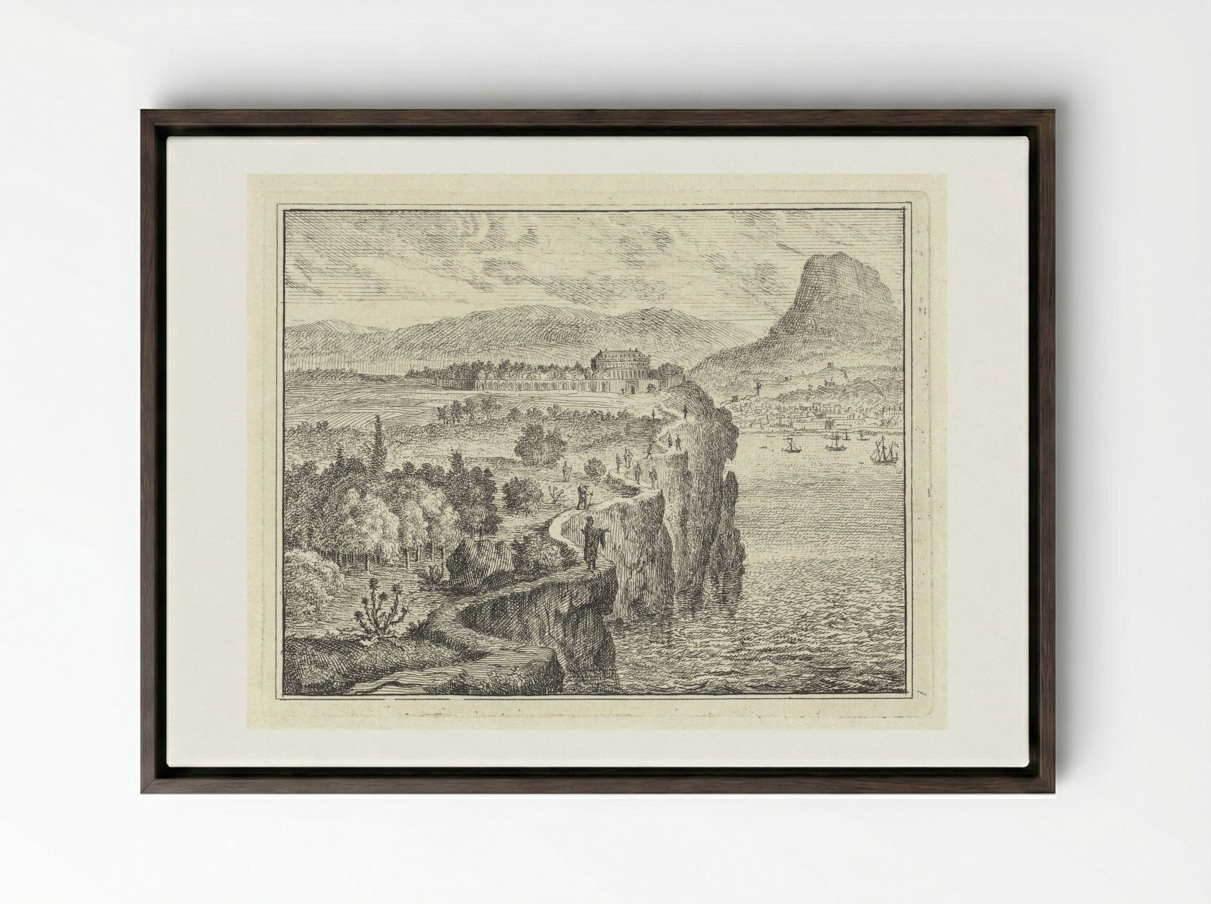 Pad langs kliffen - Vincent Laurensz. van der Vinne (II) - Framed Canvas Dark Wood