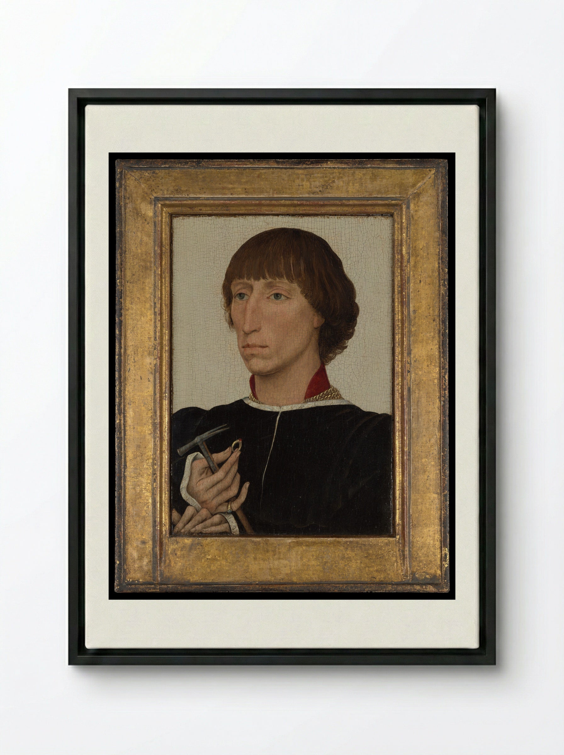 Portrait of Francesco d'Este - Rogier van der Weyden - Framed Canvas Black