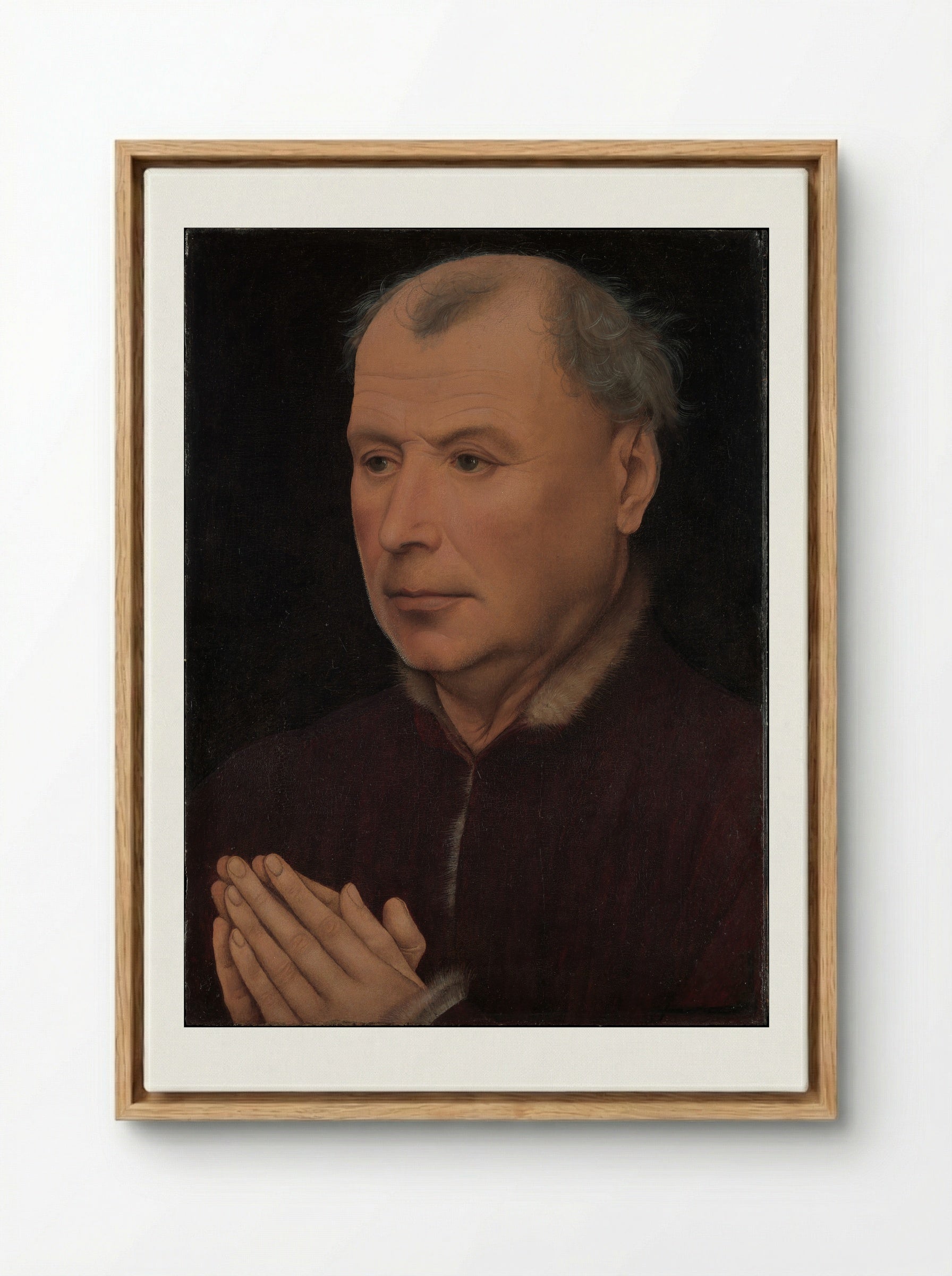 Man in Prayer - Rogier van der Weyden - Framed Canvas Wood