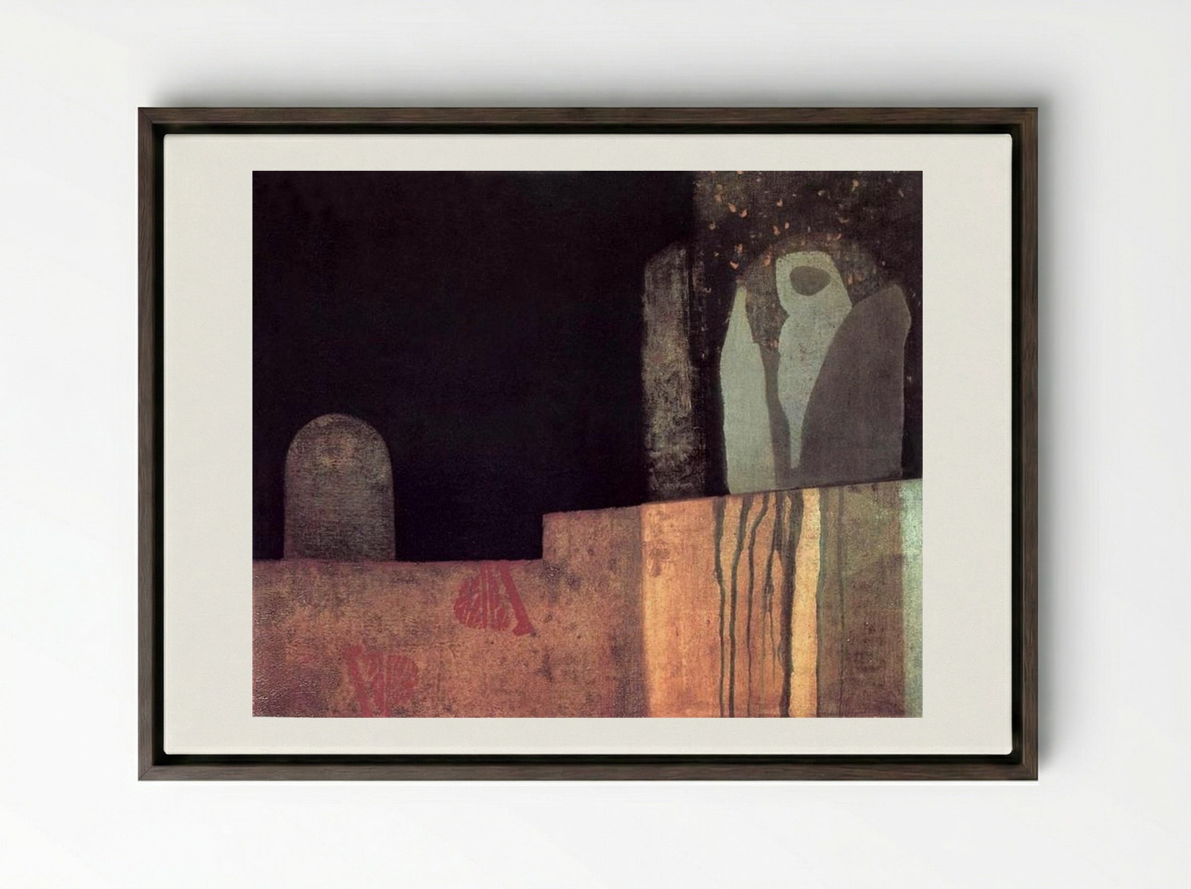 Statue in a Cemetery - Endre Bálint - Framed Canvas Dark Wood