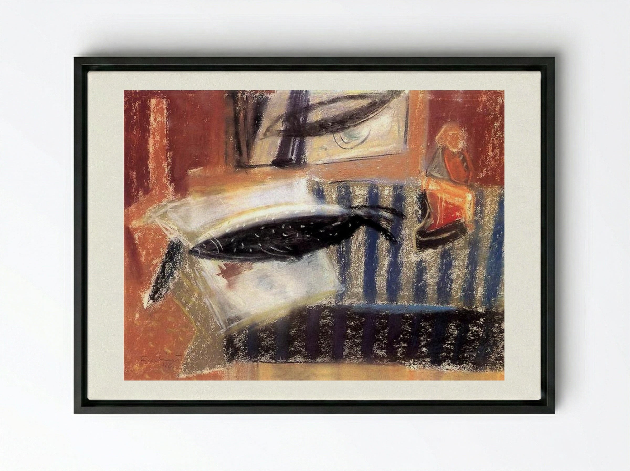 Still Life with Fish - Endre Bálint - Framed Canvas Black