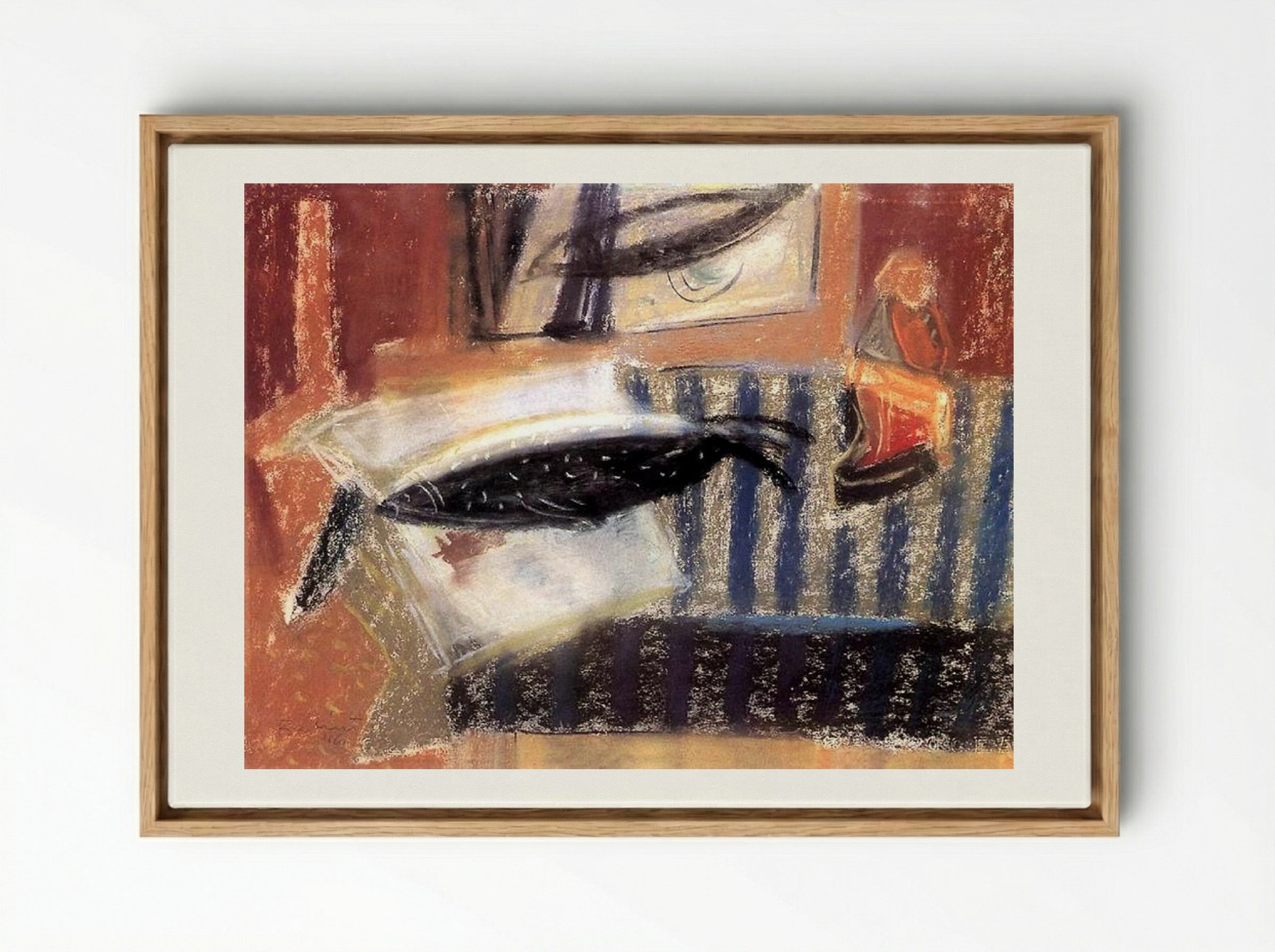 Still Life with Fish - Endre Bálint - Framed Canvas Wood
