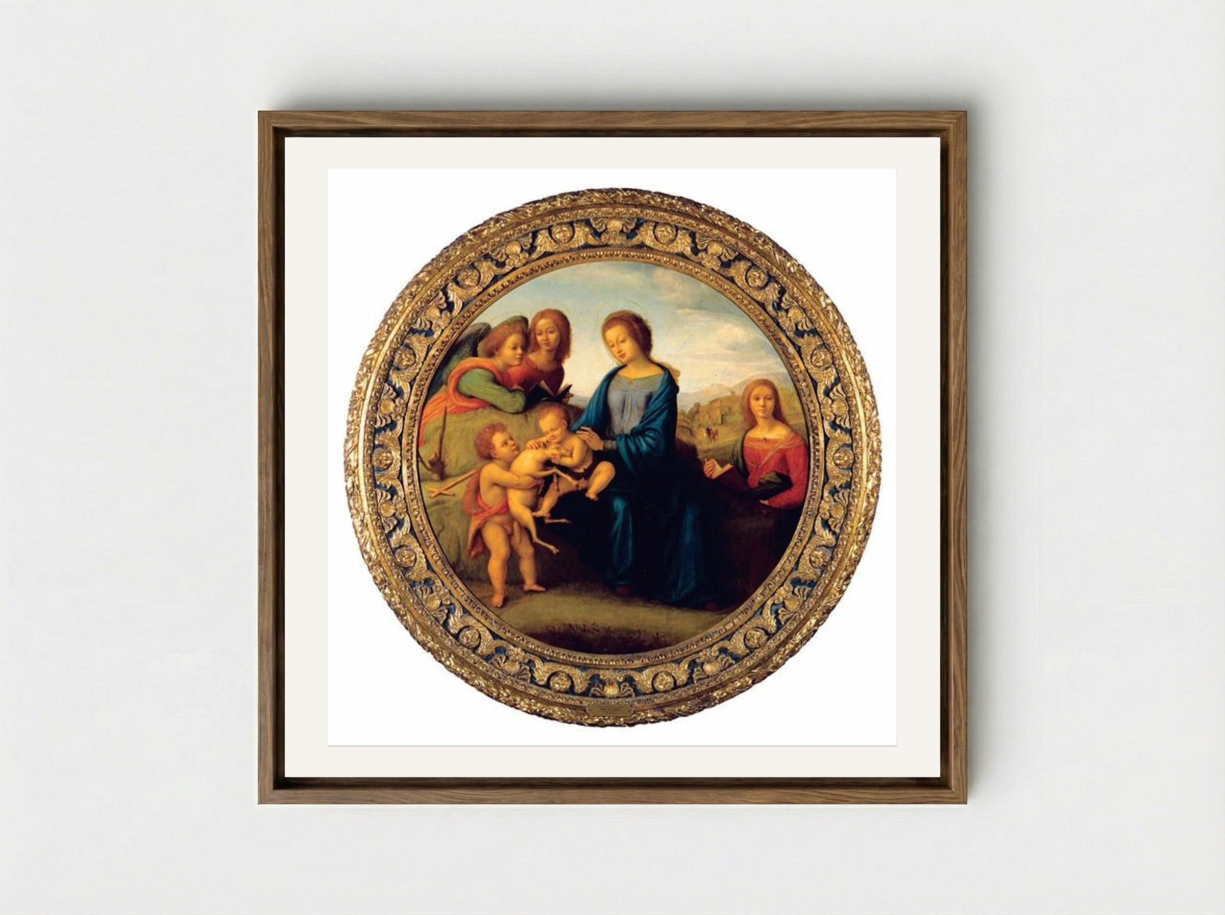 Madonna and Child with Saints and Angels - Piero di Cosimo - Framed Canvas Wood
