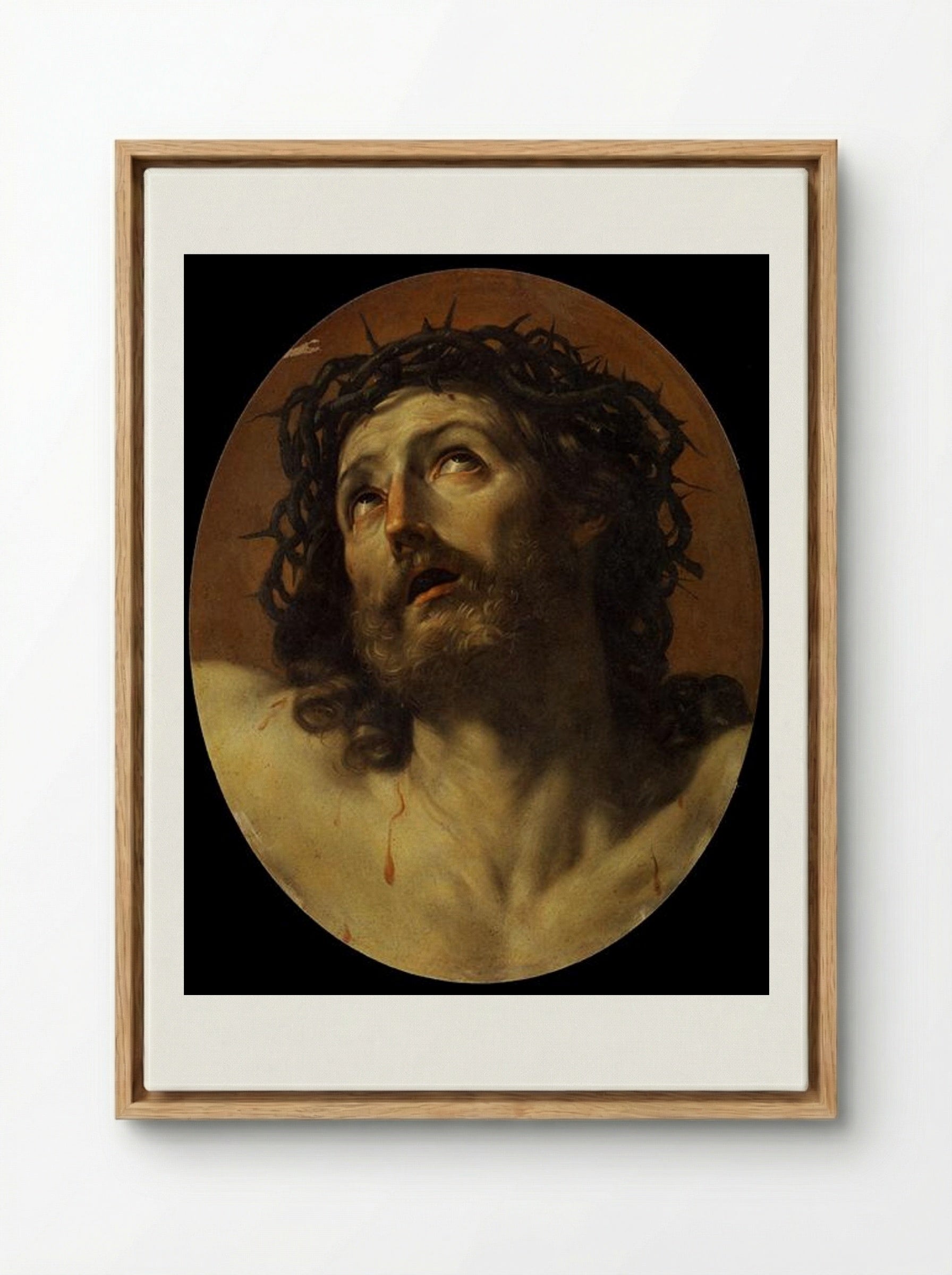 Head of Christ Crowned with Thorns - Guido Reni - Framed Canvas Wood