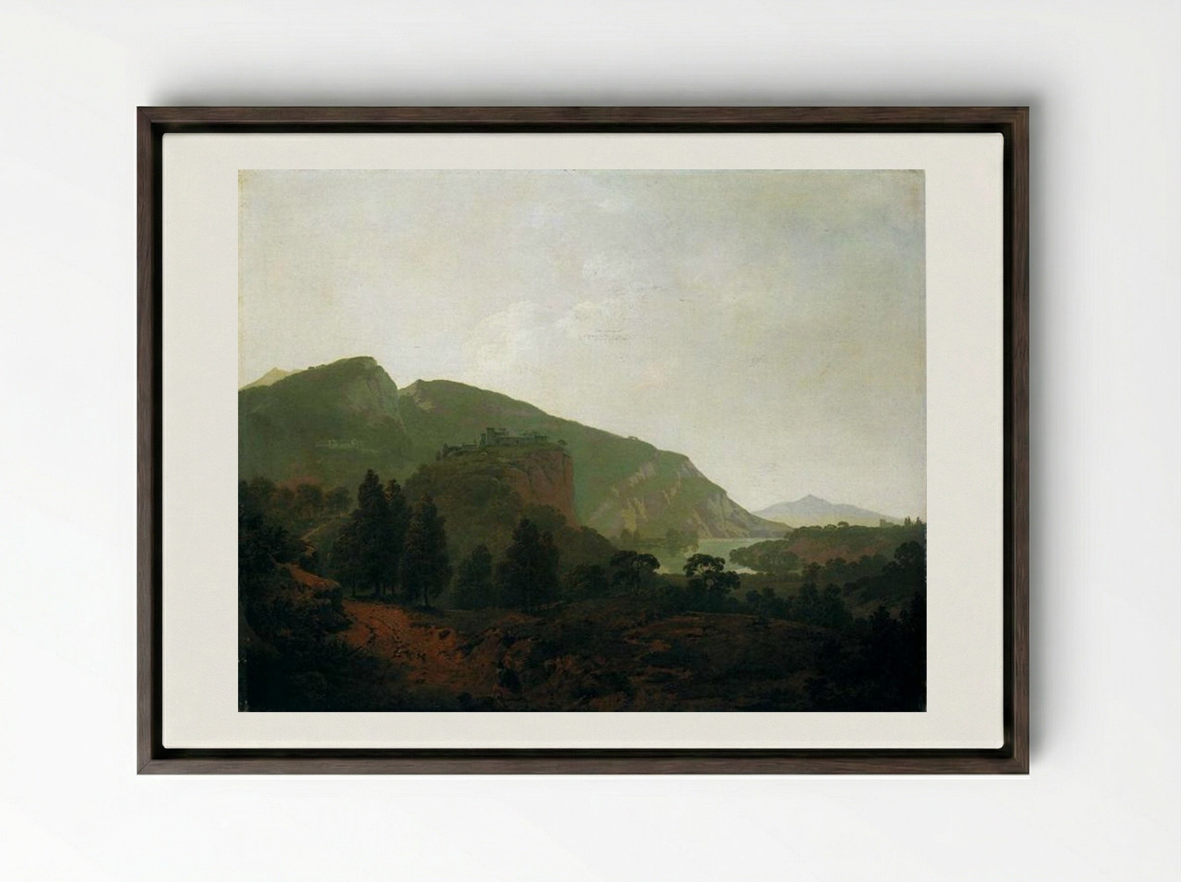 Italian Landscape - Joseph Wright of Derby - Framed Canvas Dark Wood