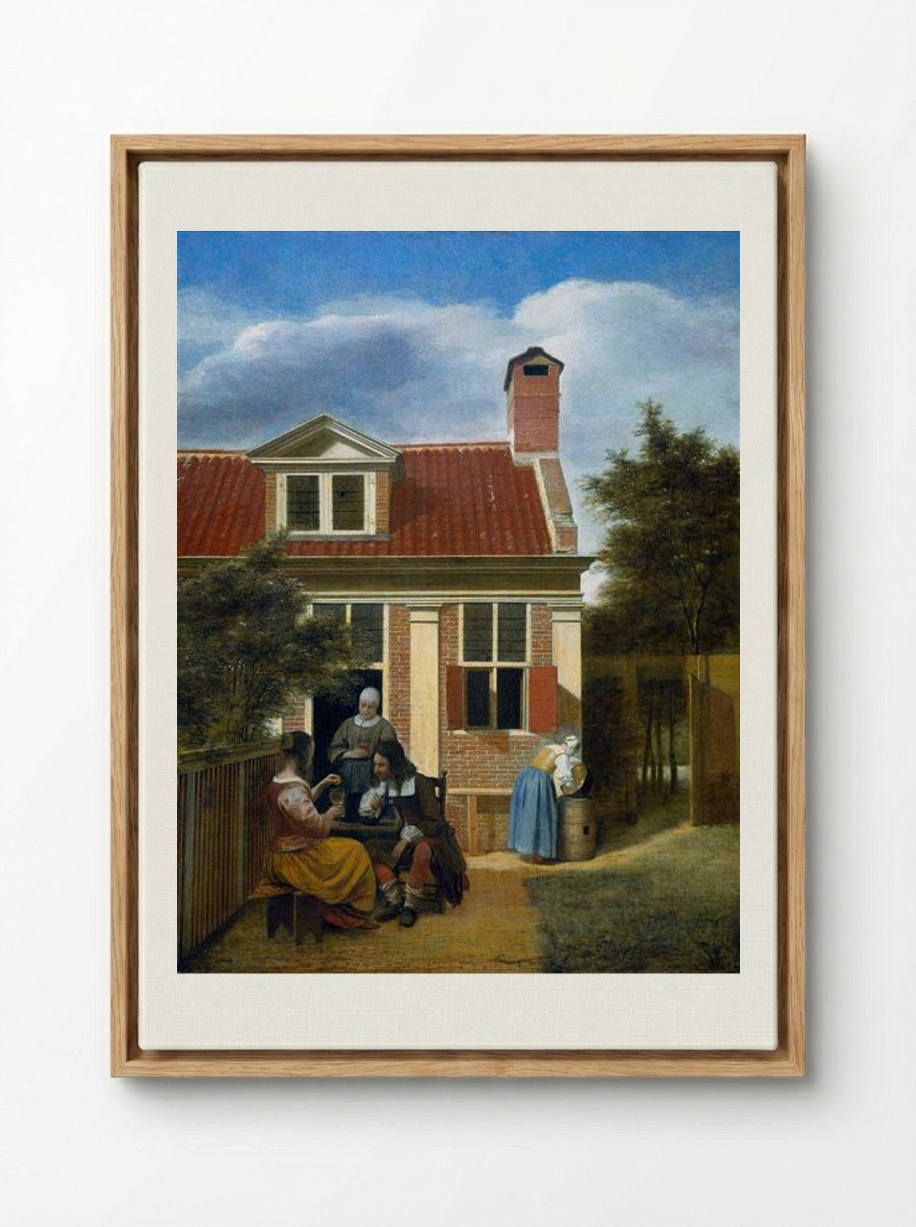 Company in a Garden - Pieter de Hooch - Framed Canvas Wood