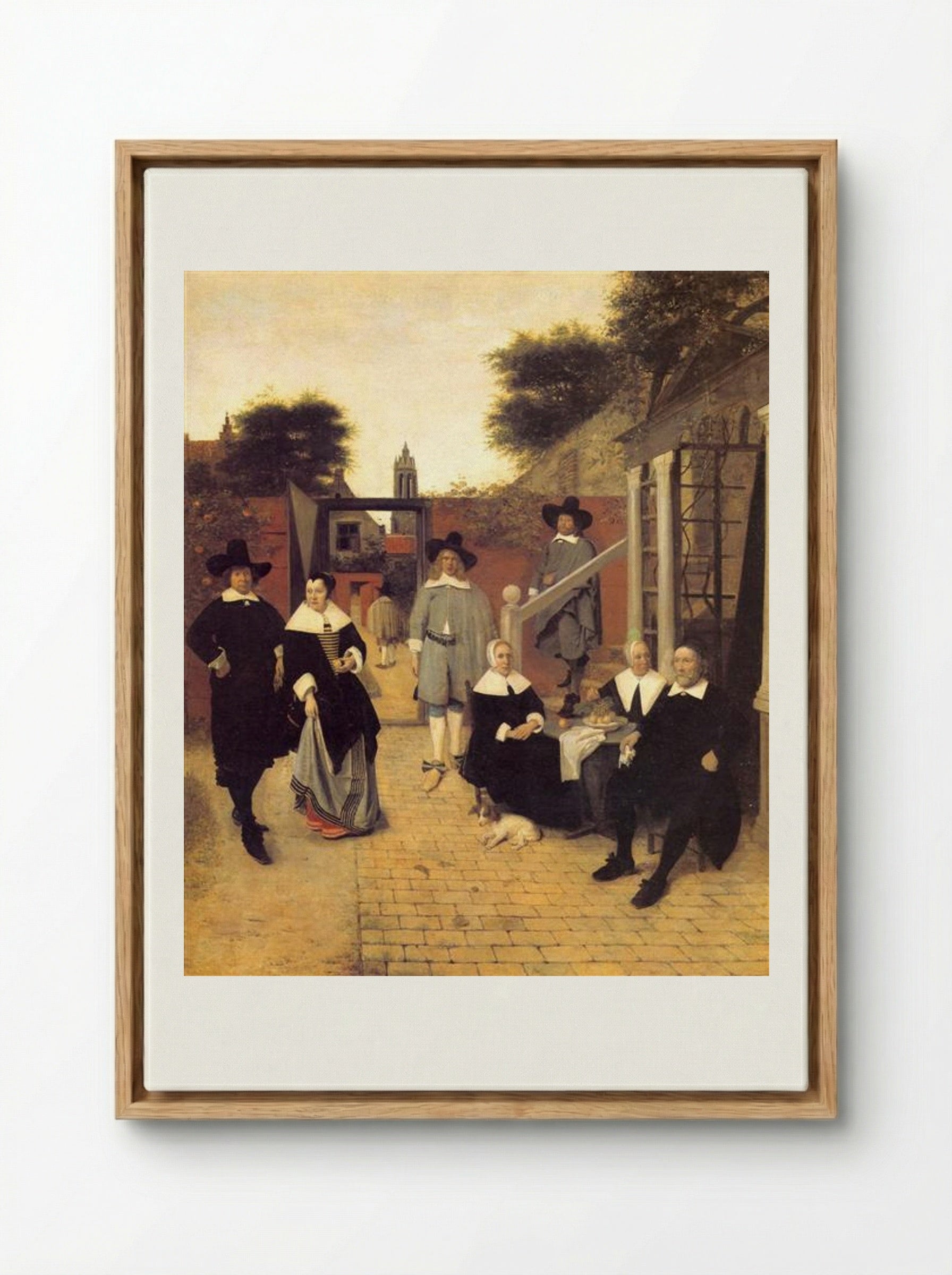 Portrait of a Family in a Courtyard - Pieter de Hooch - Framed Canvas Wood