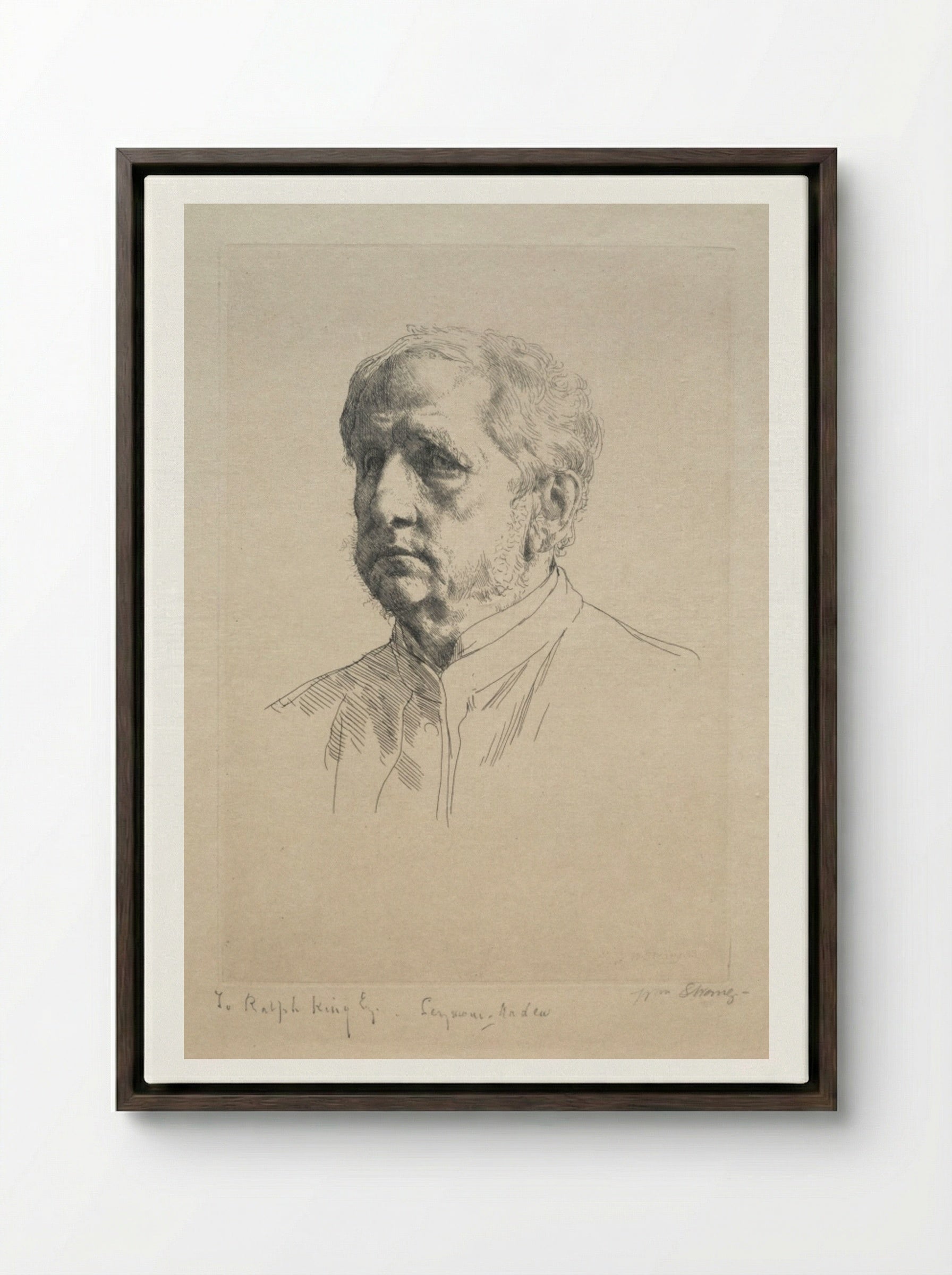 Sir Francis Seymour Haden - William Strang - Framed Canvas Dark Wood