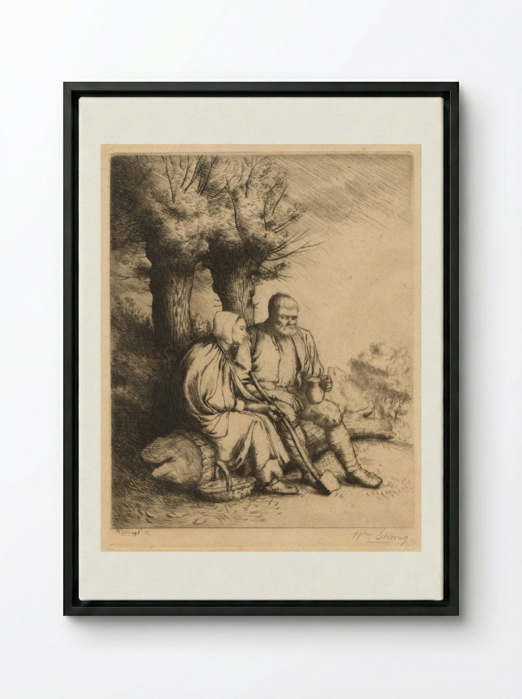 The Woodman - William Strang - Framed Canvas Black