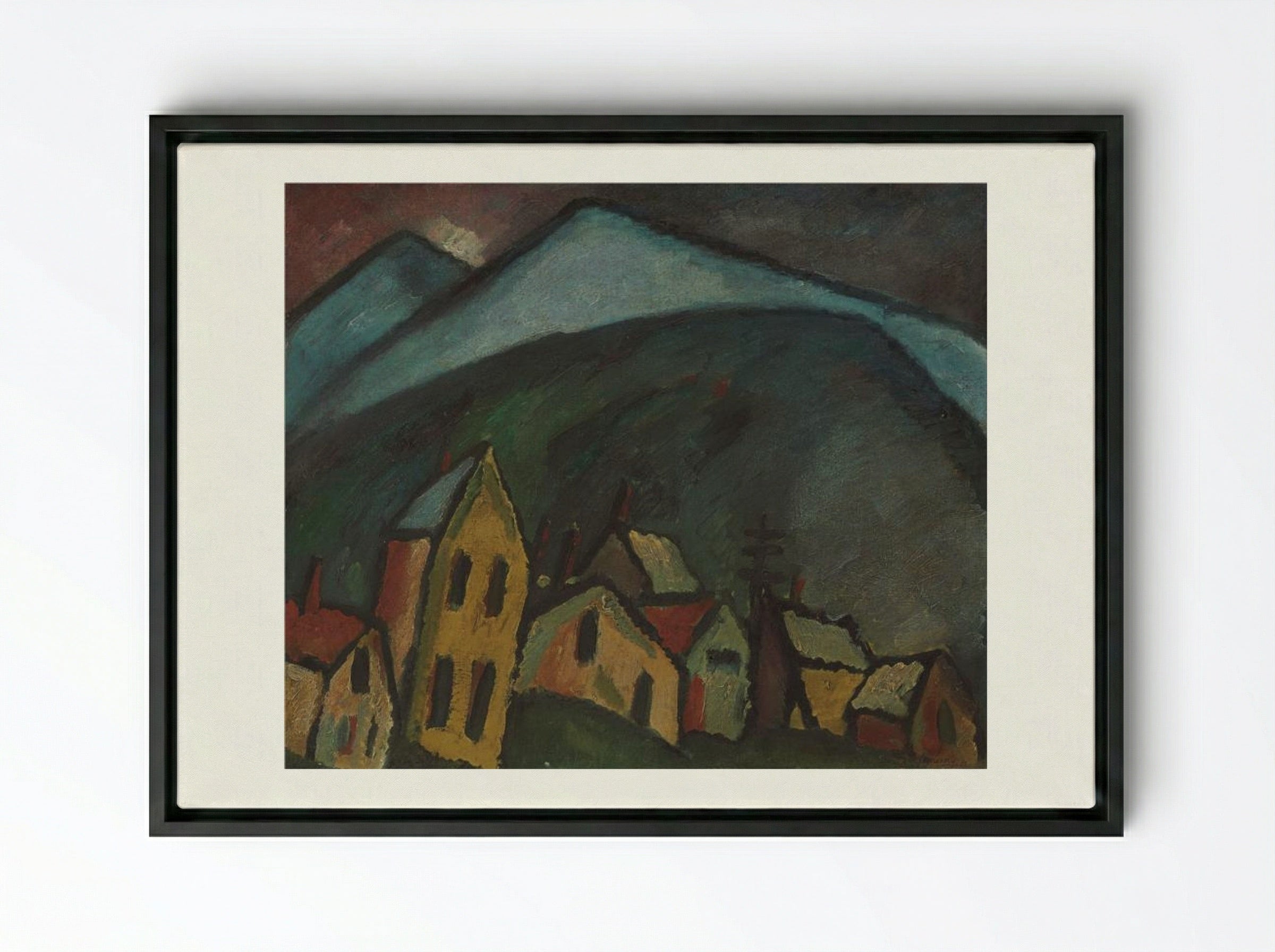 Berglandschaft mit Häusern - Alexej von Jawlensky - Framed Canvas Black