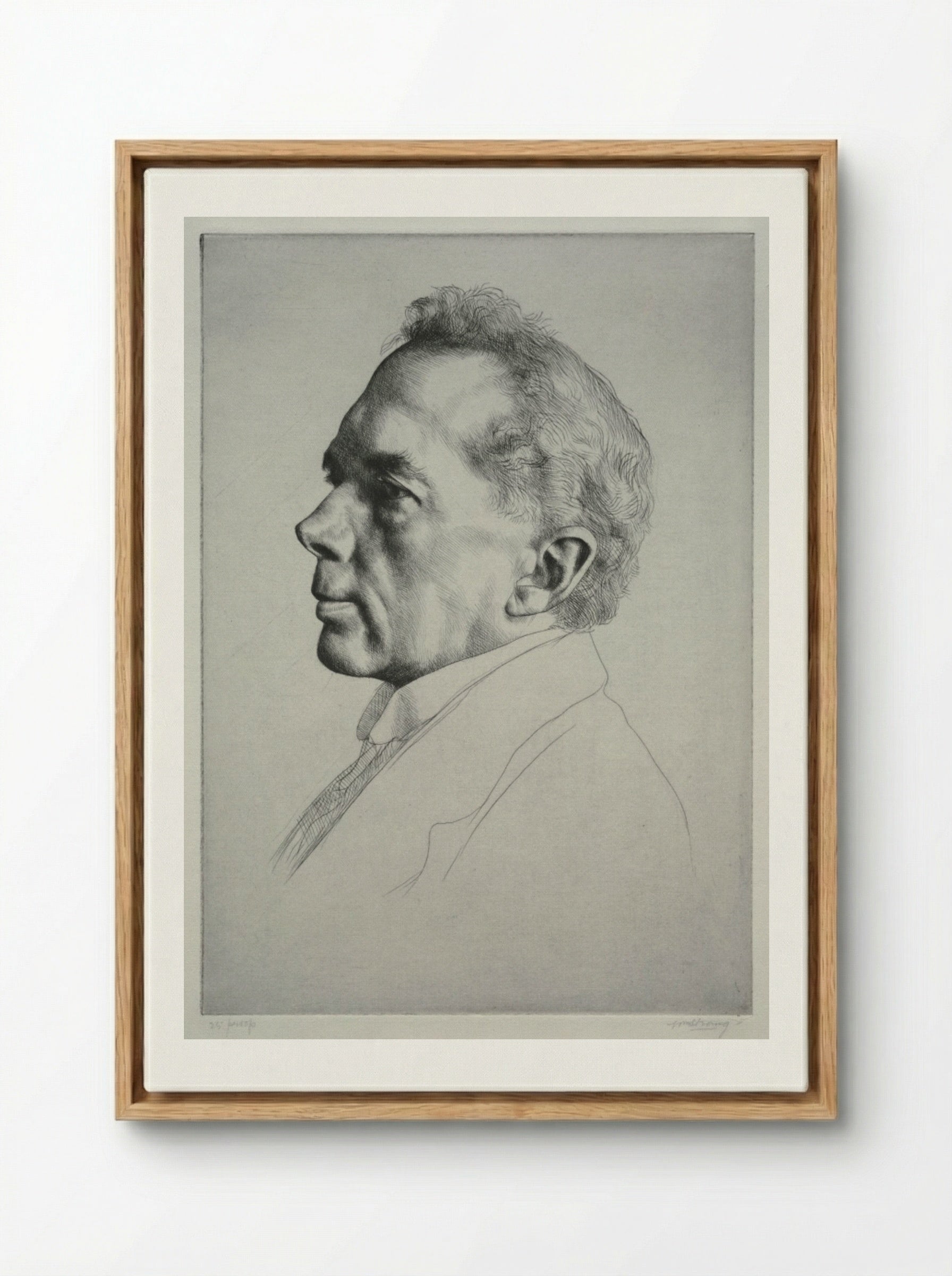 Campbell Dodgson, Profile to the Left - William Strang - Framed Canvas Wood