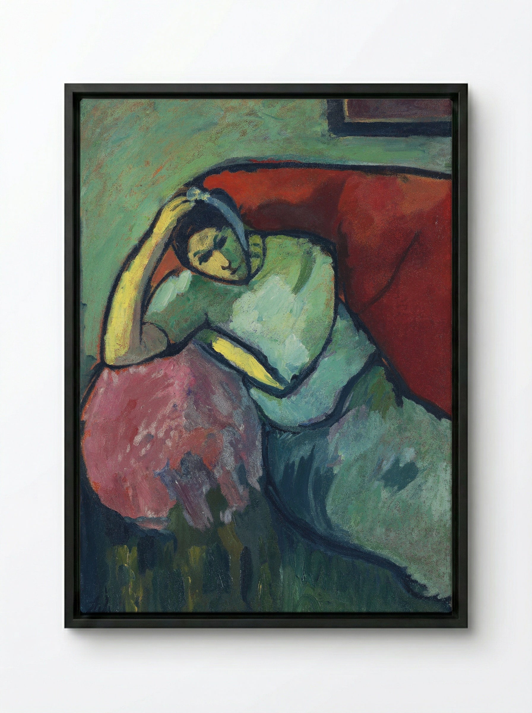 Sitzende Frau - Alexej von Jawlensky - Framed Canvas Black
