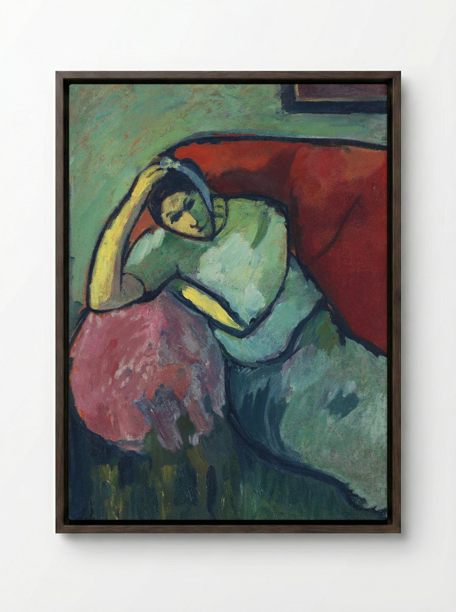 Sitzende Frau - Alexej von Jawlensky - Framed Canvas Dark Wood