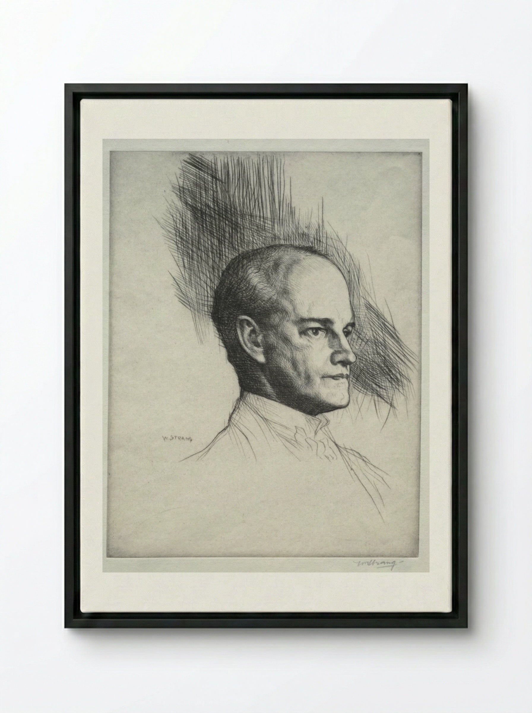 John Galsworthy - William Strang - Framed Canvas Black