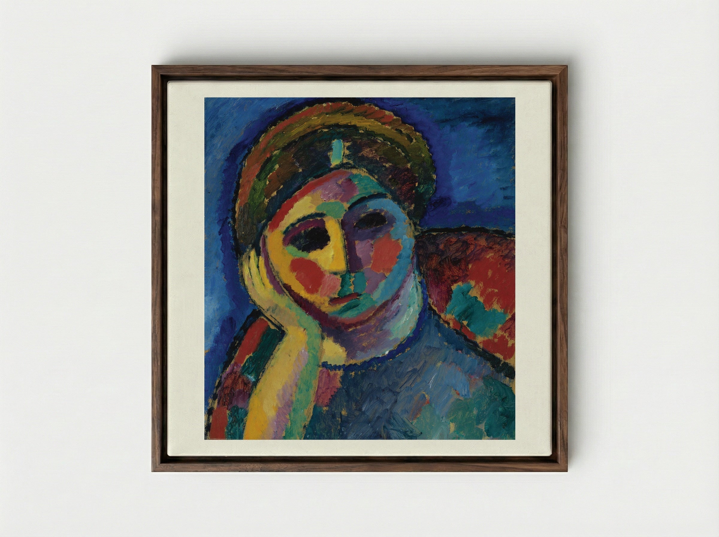 The Thinking Woman - Alexej von Jawlensky - Framed Canvas Dark Wood