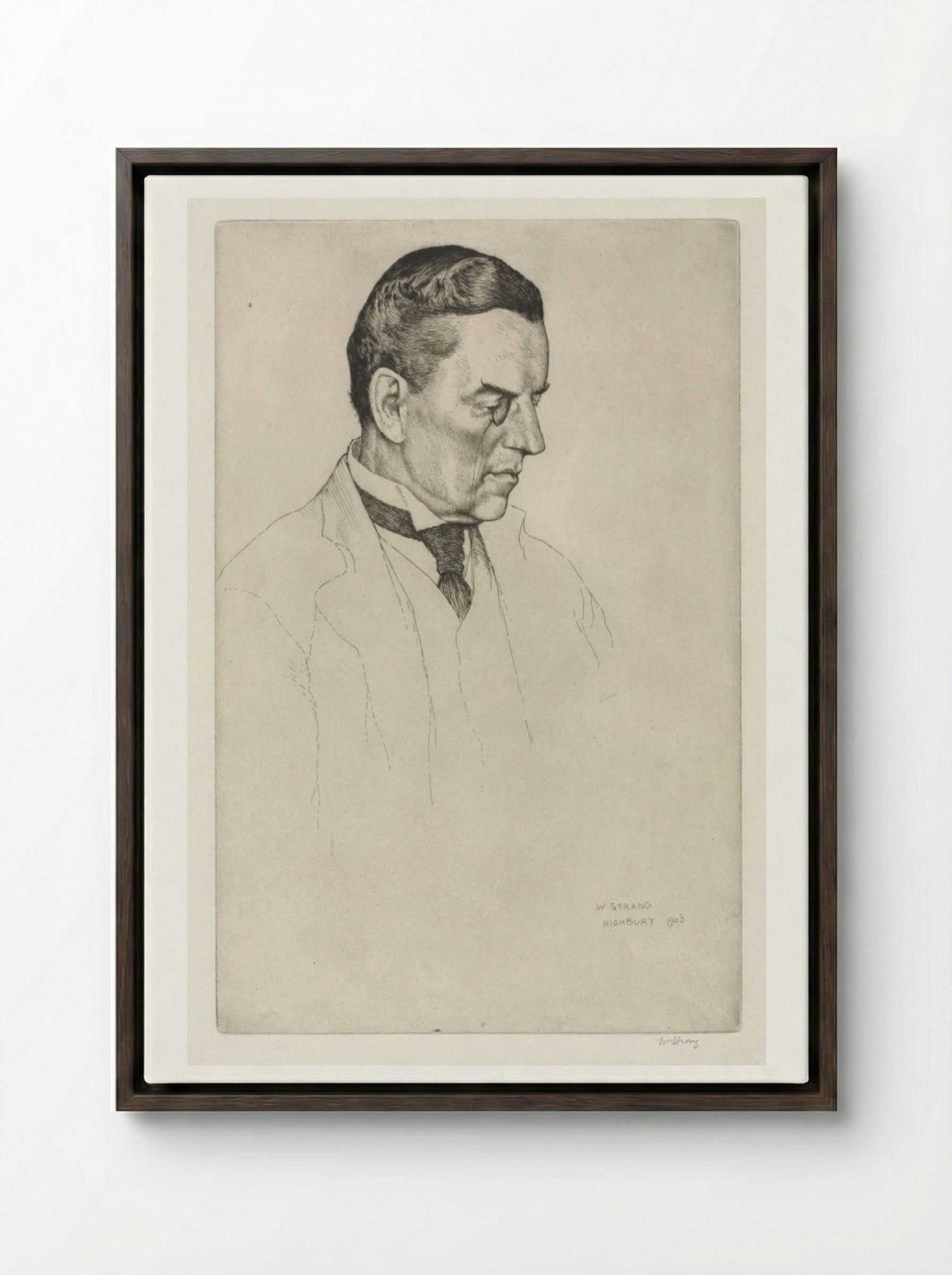 The Right Honorable Joseph Austen Chamberlain - William Strang - Framed Canvas Dark Wood