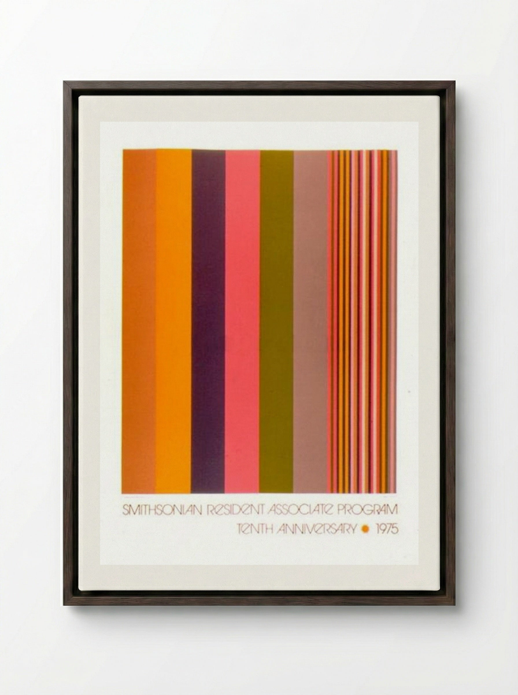 Smithsonian Resident Associate Program Tenth Anniversary Poster - Gene Davis - Framed Canvas Dark Wood