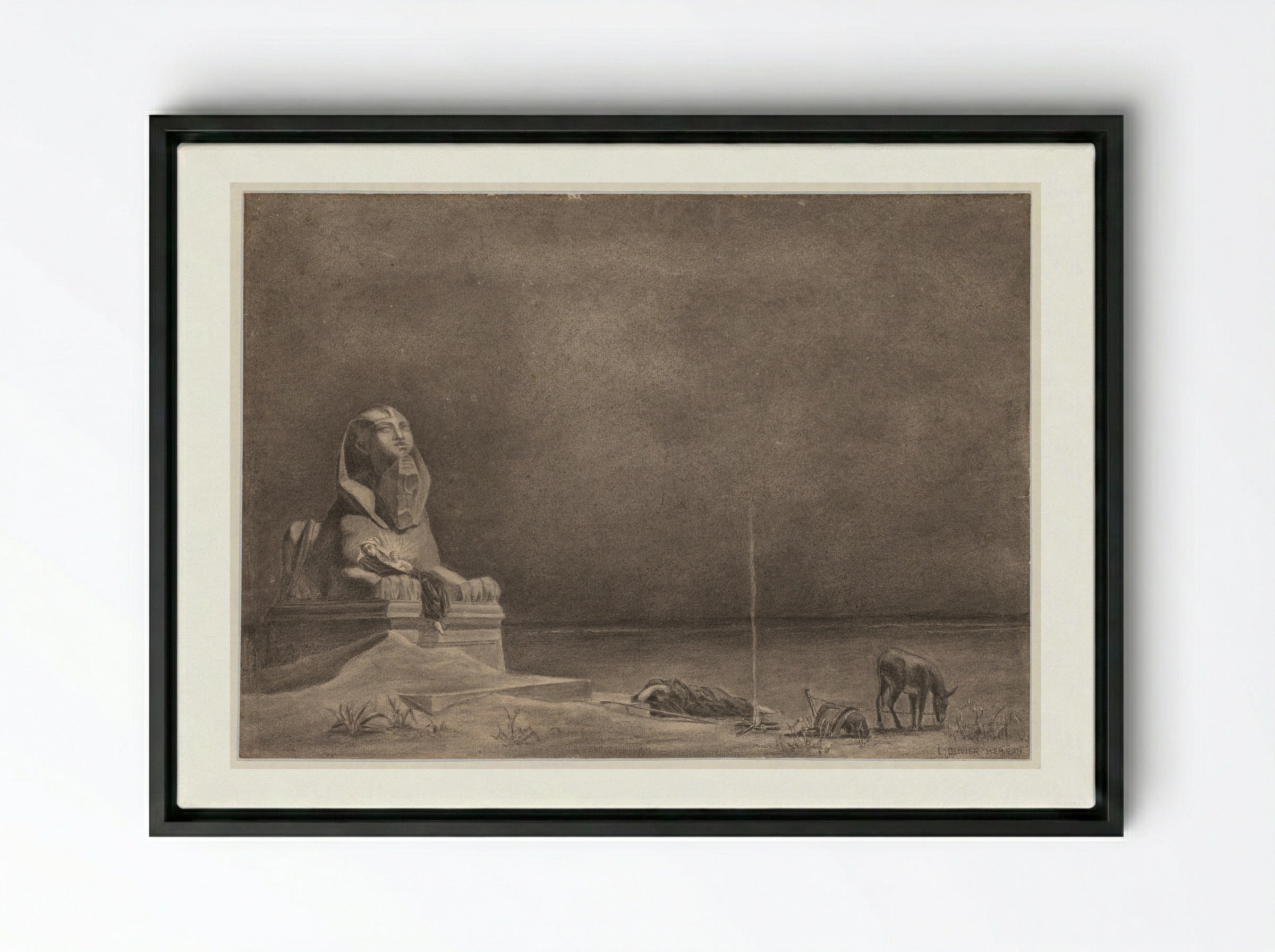 The Rest on the Flight into Egypt - Luc-Olivier Merson - Framed Canvas Black