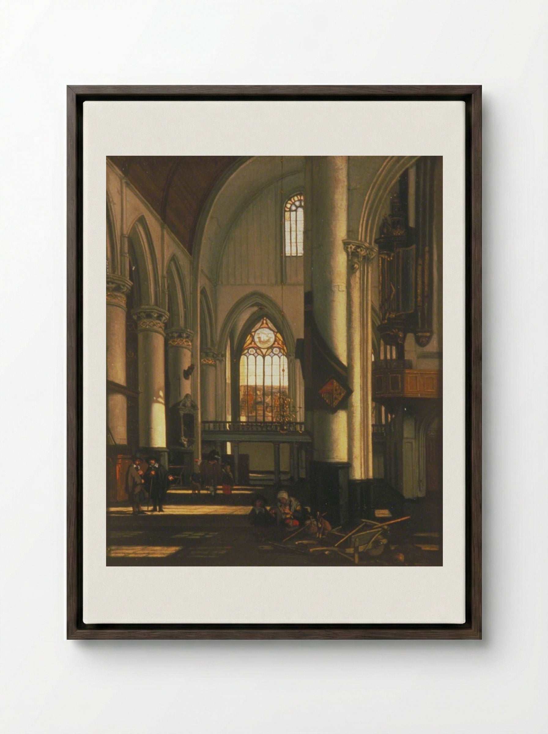 Interior of a Church - Emanuel de Witte - Framed Canvas Dark Wood