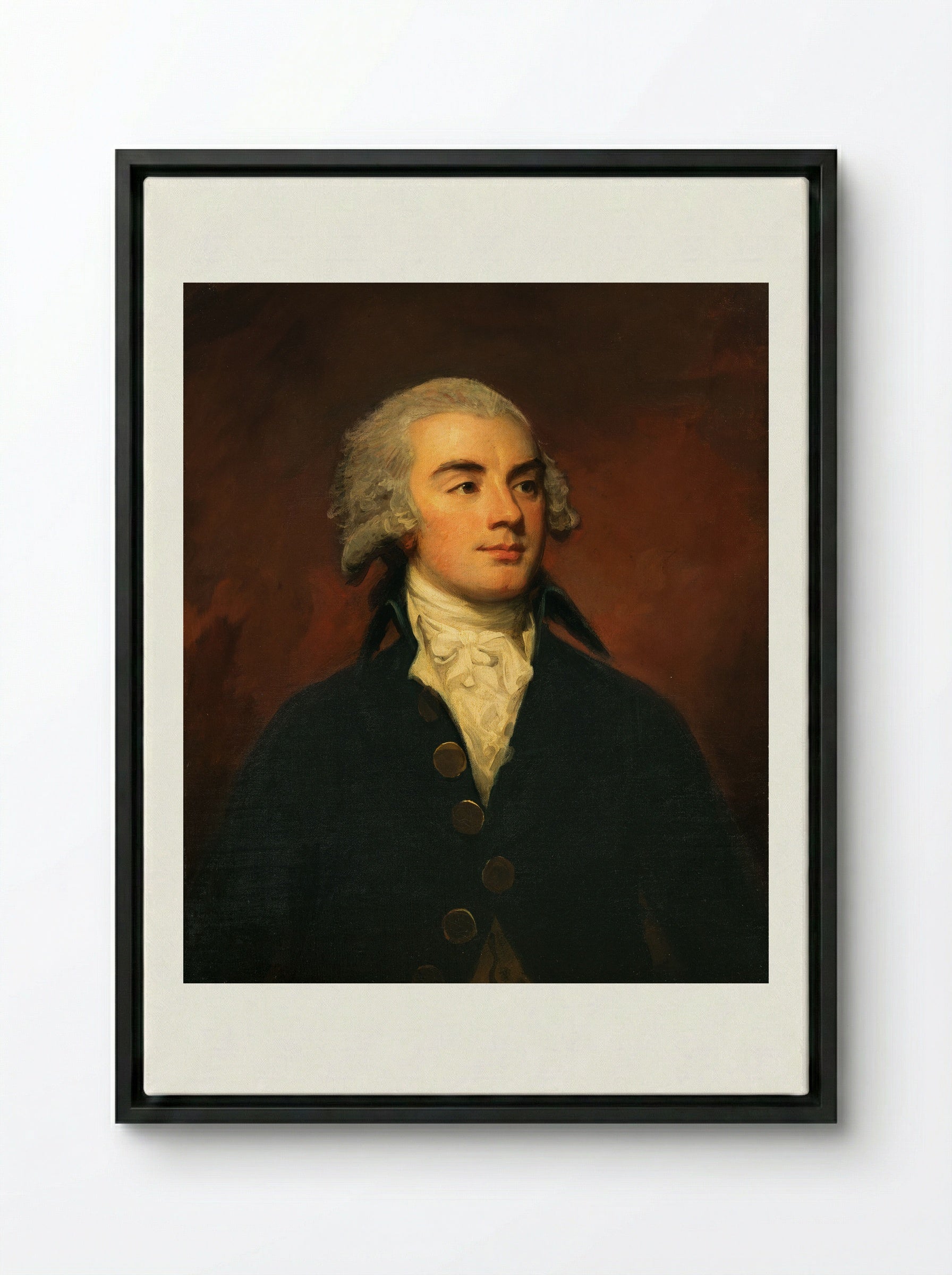 Hugh Scott of Harden - George Romney - Framed Canvas Black