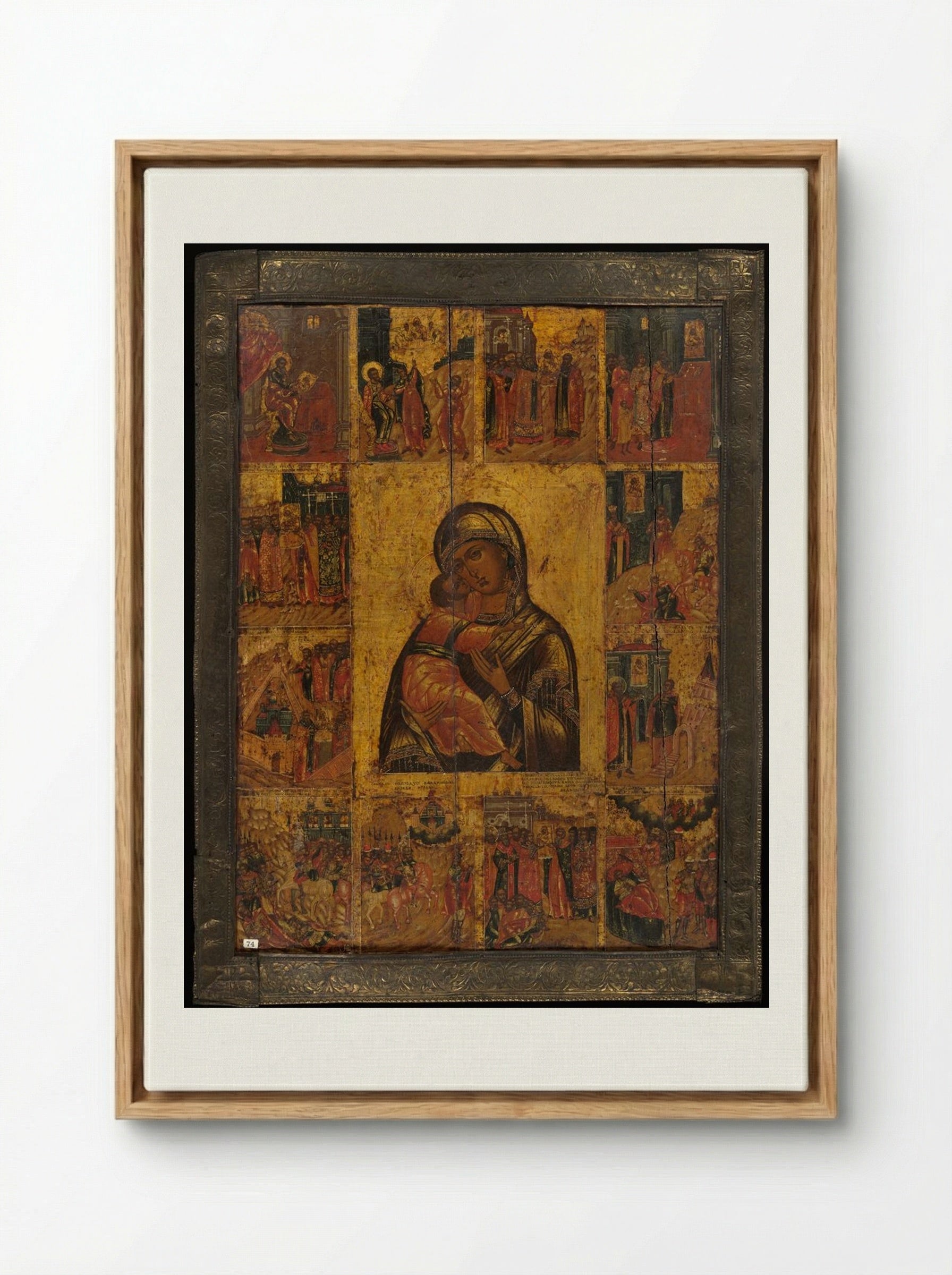The Virgin of Vladimir with Twelve Scenes - Fine Art Print - Framed Canvas Wood