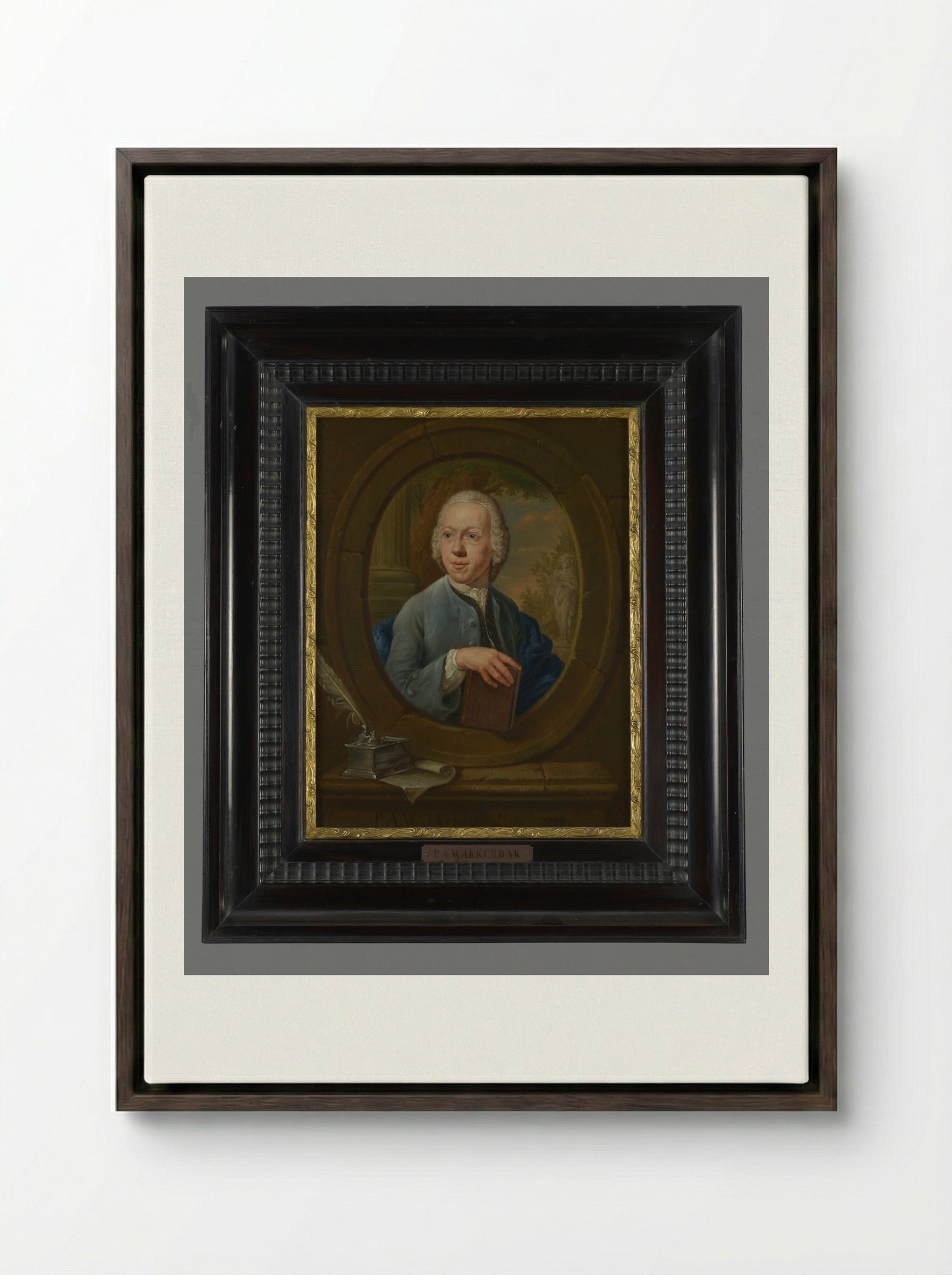 Portret van Willem Dubbelens - Pieter Anthony Wakkerdak - Framed Canvas Dark Wood