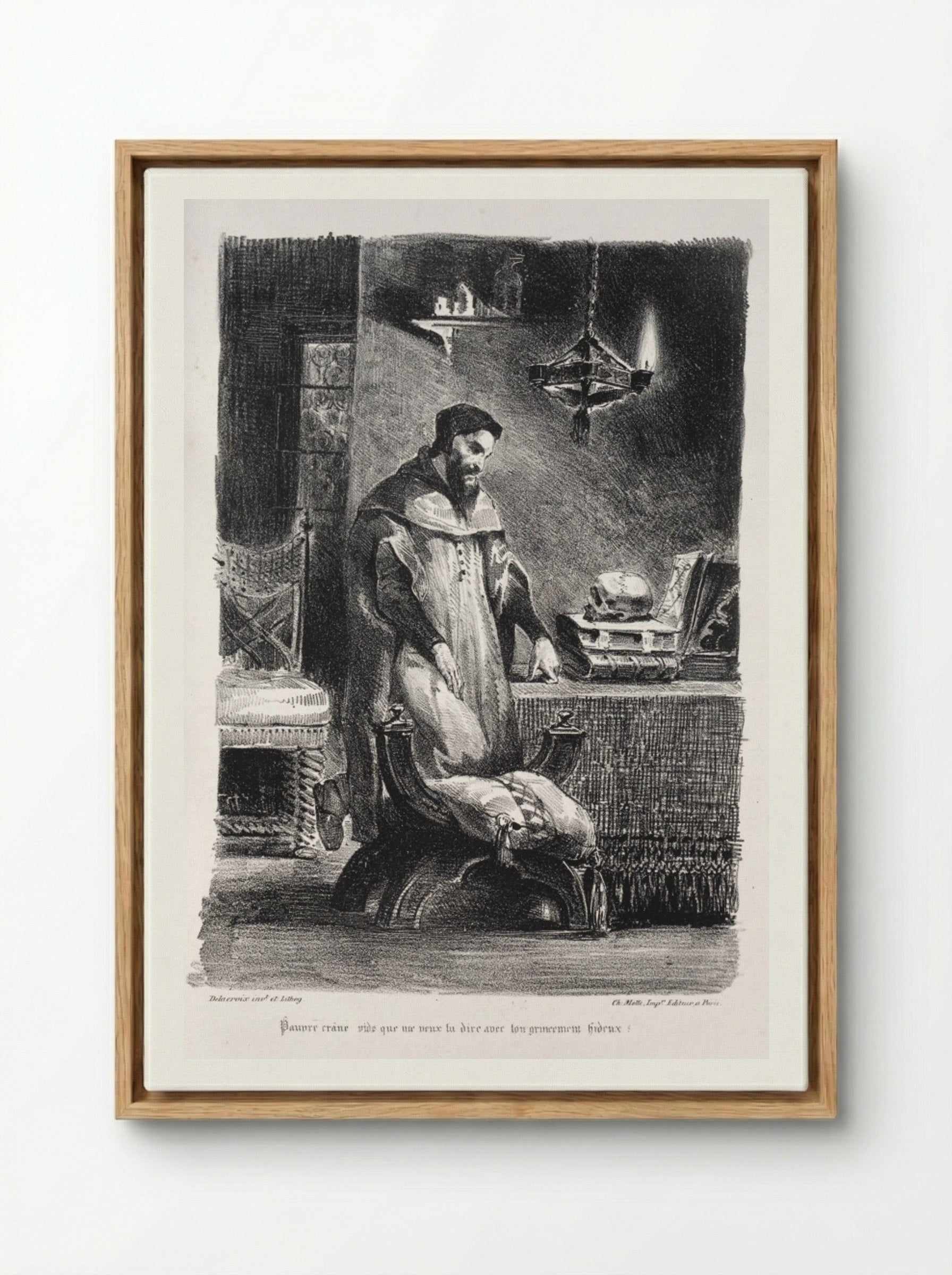 Faust in his dressing-room - Eugène Delacroix - Framed Canvas Wood