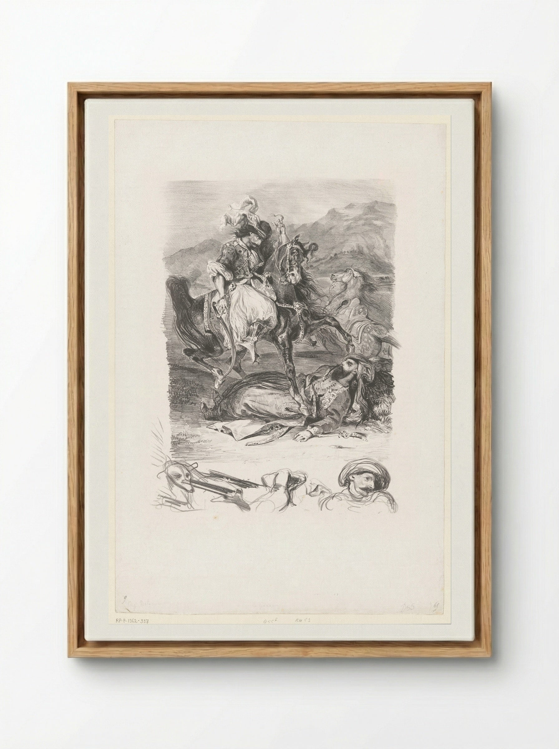 Combat of the Giaour and the Pasha - Eugène Delacroix - Framed Canvas Wood