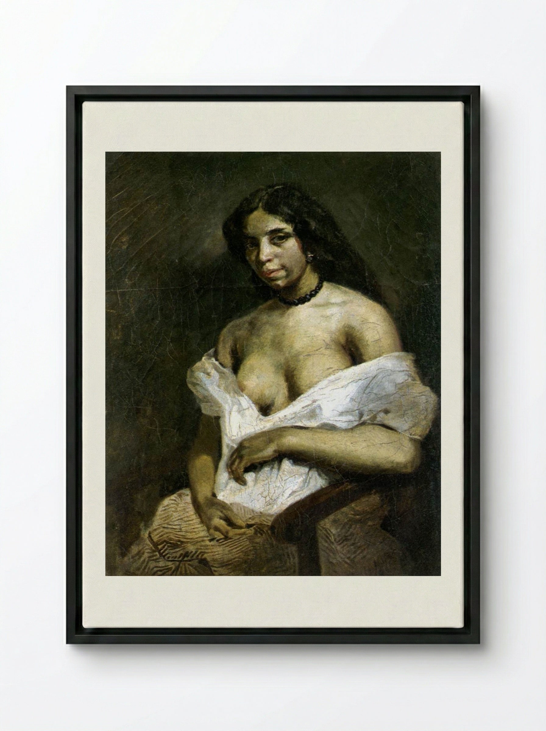 Aspasia - Eugène Delacroix - Framed Canvas Black
